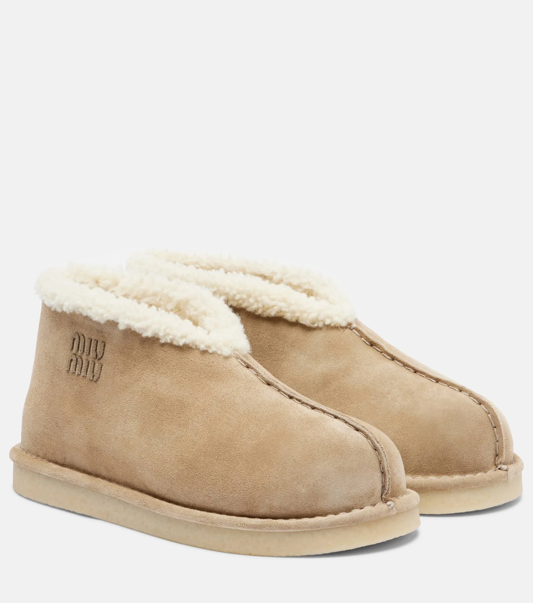 Shearling-lined suede ankle boots - 1