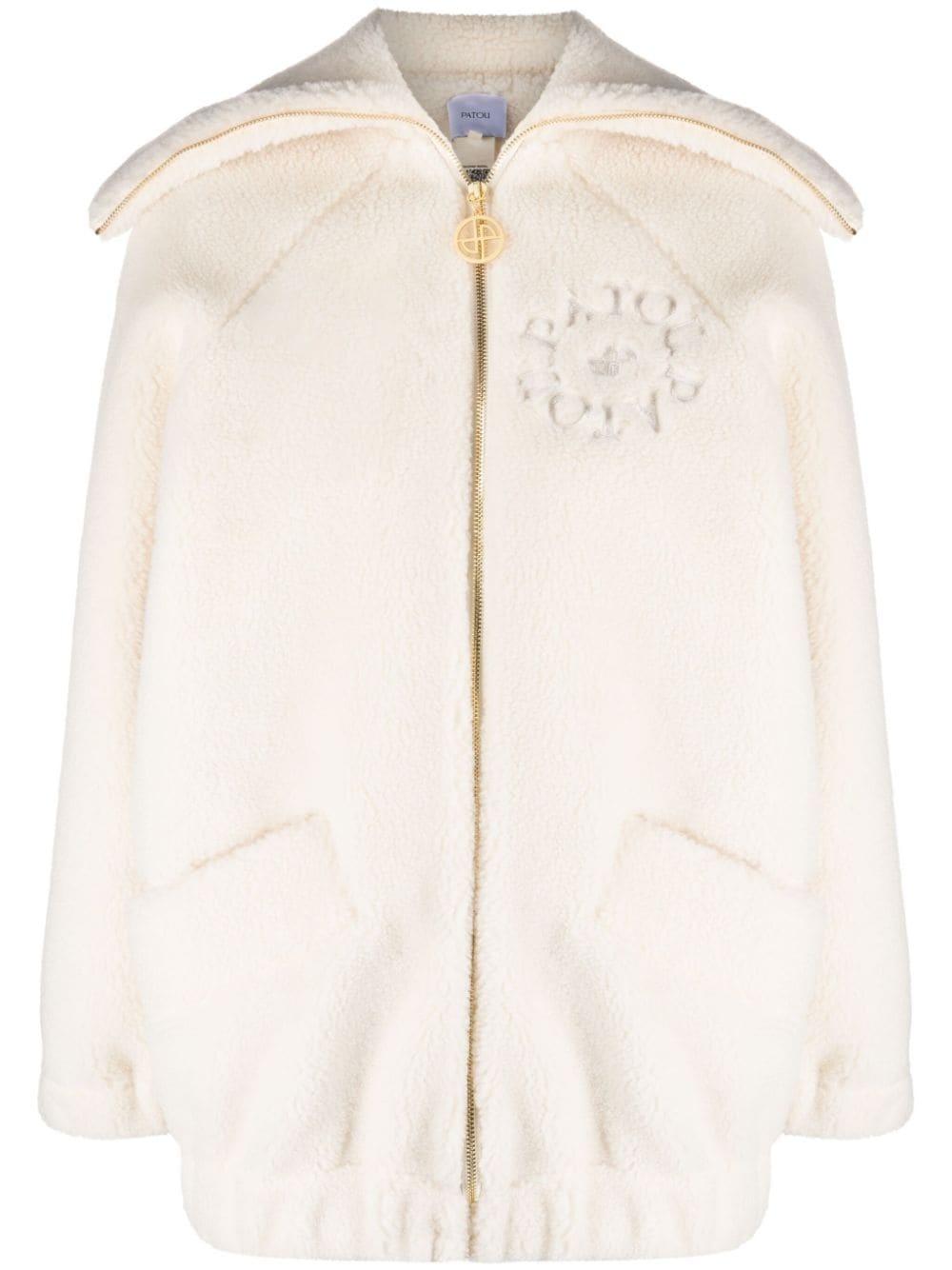 logo-embroidered fleece jacket - 1