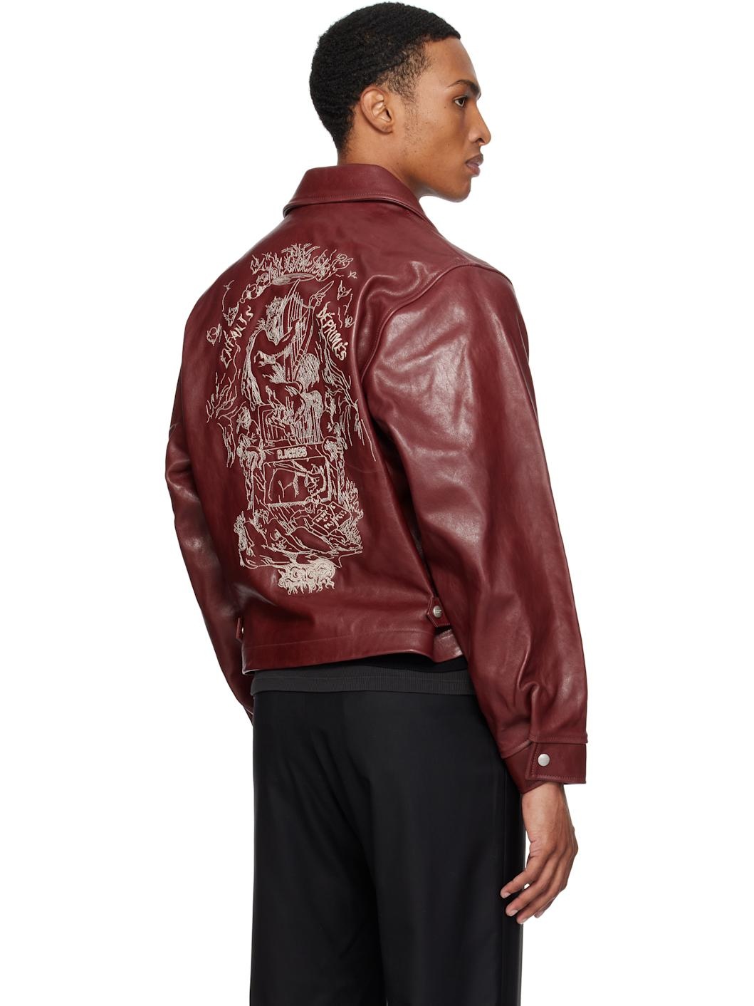 Burgundy 'Principe de l'Amour' Western Leather Jacket - 3