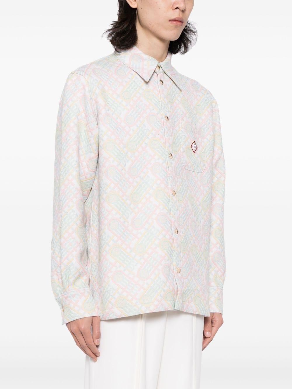 logo-appliqué monogram-jacquard jacket - 3