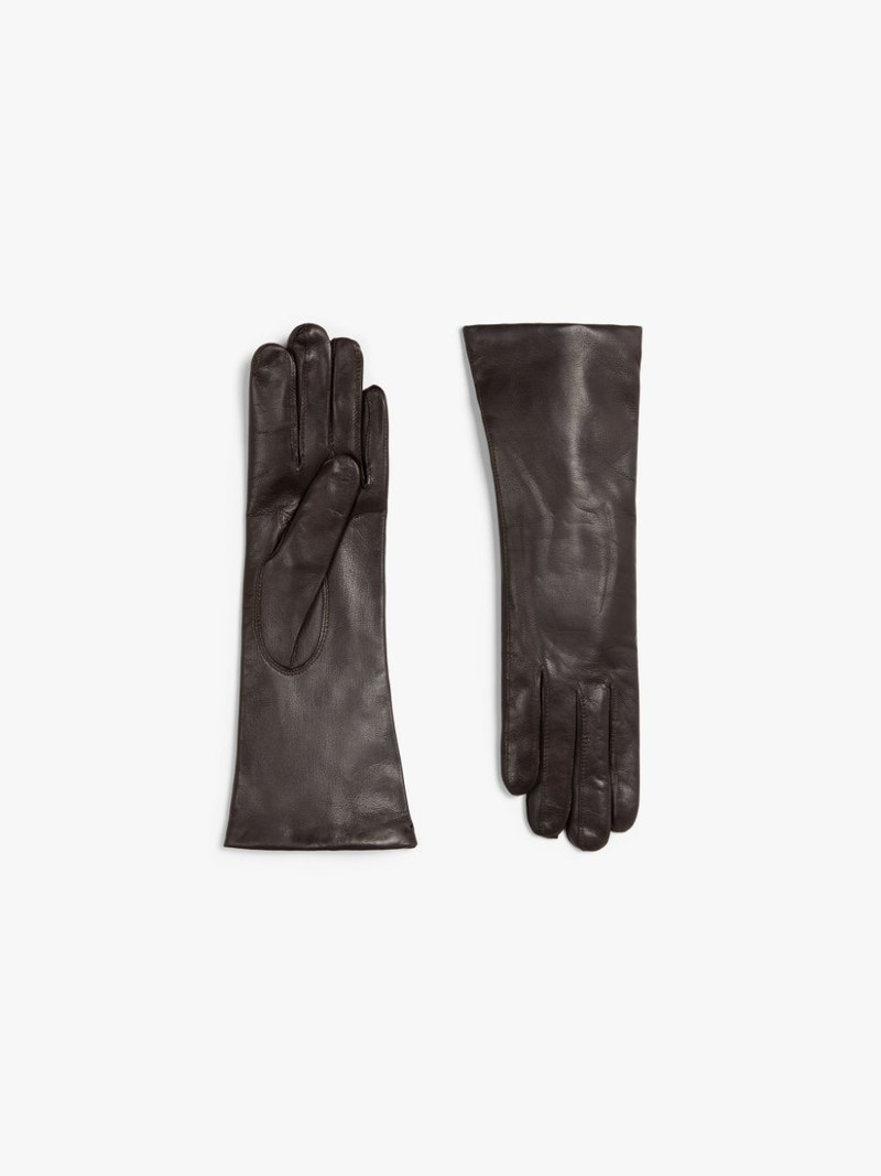 MOCHA HAIRSHEEP LEATHER CASHMERE LINED GLOVES 1
