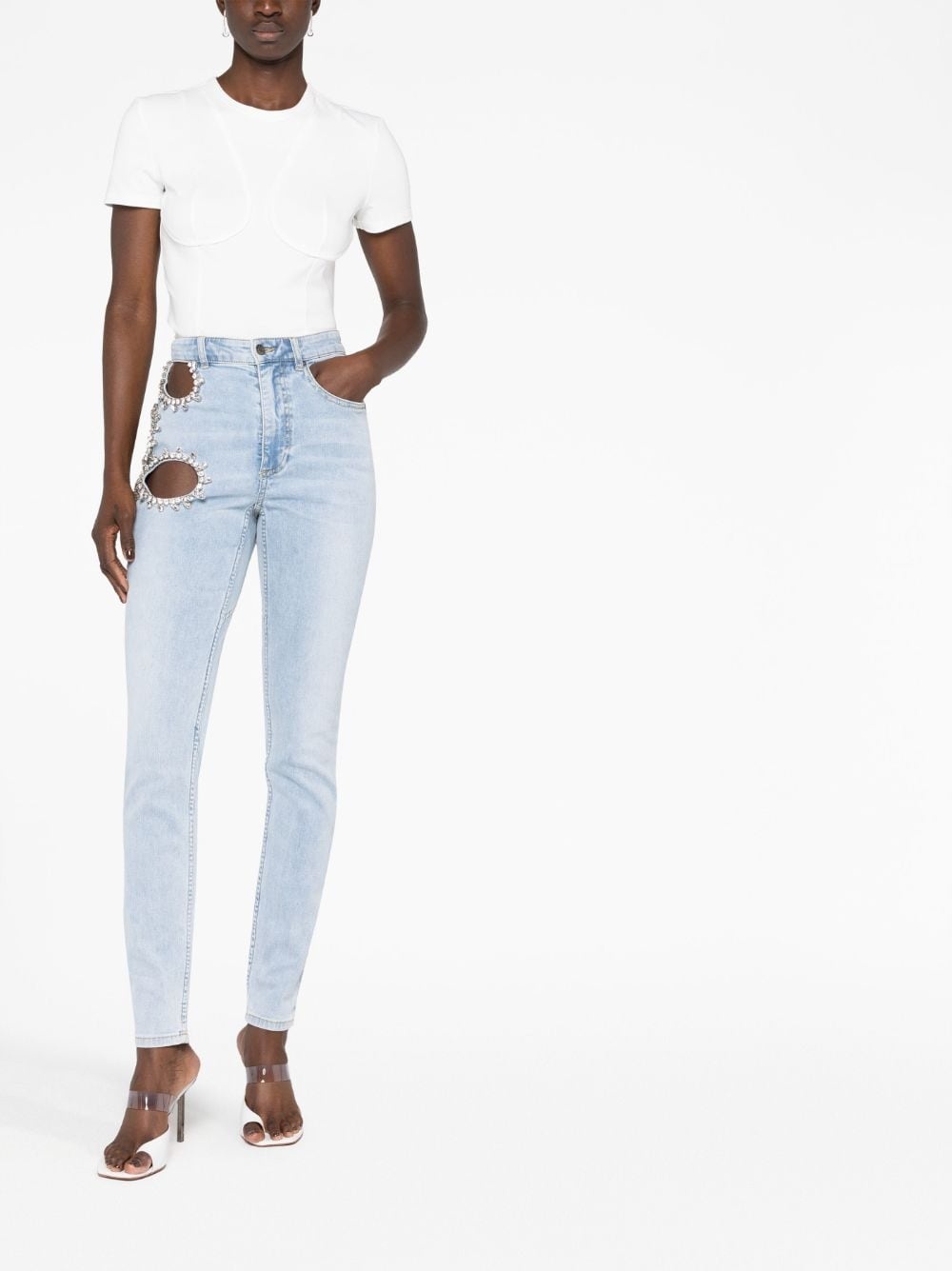 crystal-embellished jeans - 2