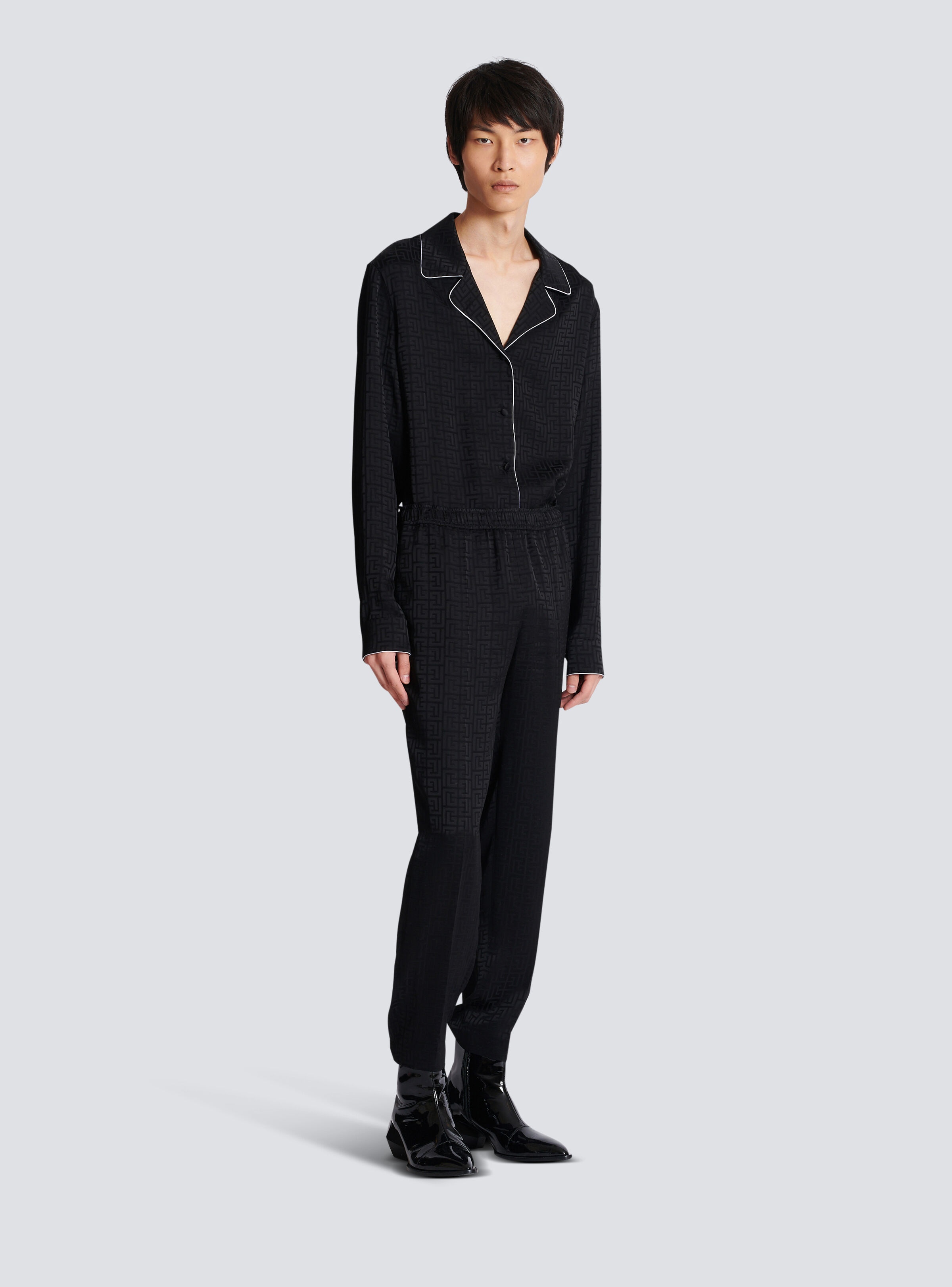 Satin monogram jacquard trousers - 3