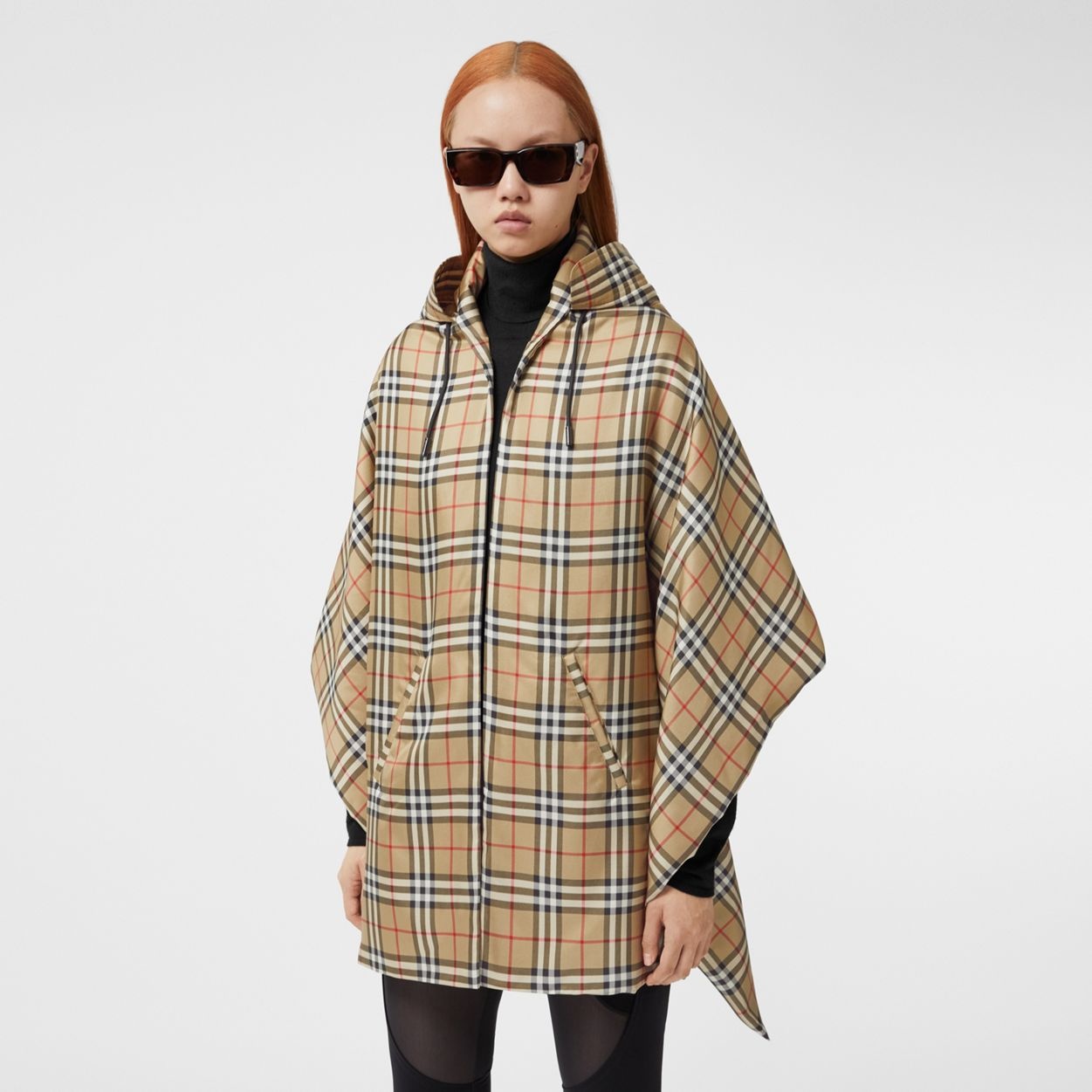 Vintage Check Silk Padded Cape - 5