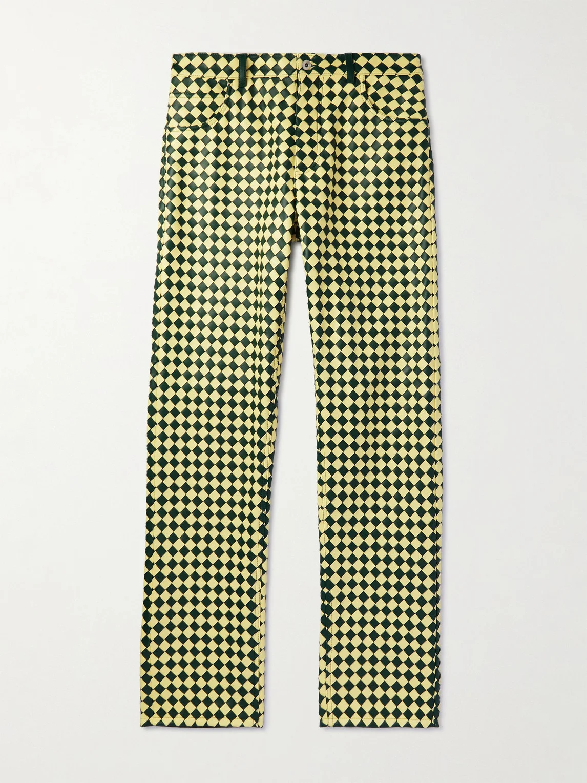Straight-Leg Two-Tone Intrecciato Leather Trousers - 1