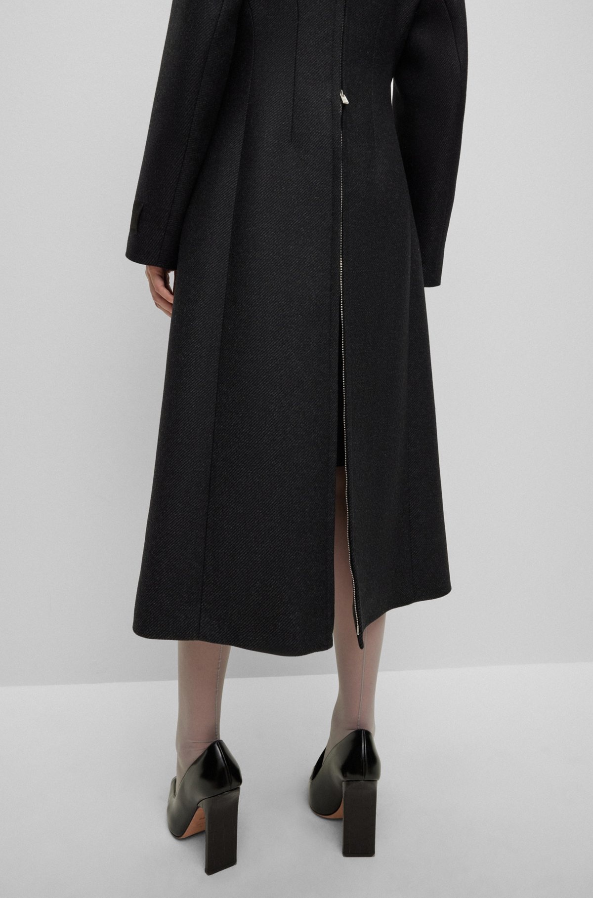 WOOL-BLEND TAILORED COAT WITH BACK ZIP DETAIL - 7