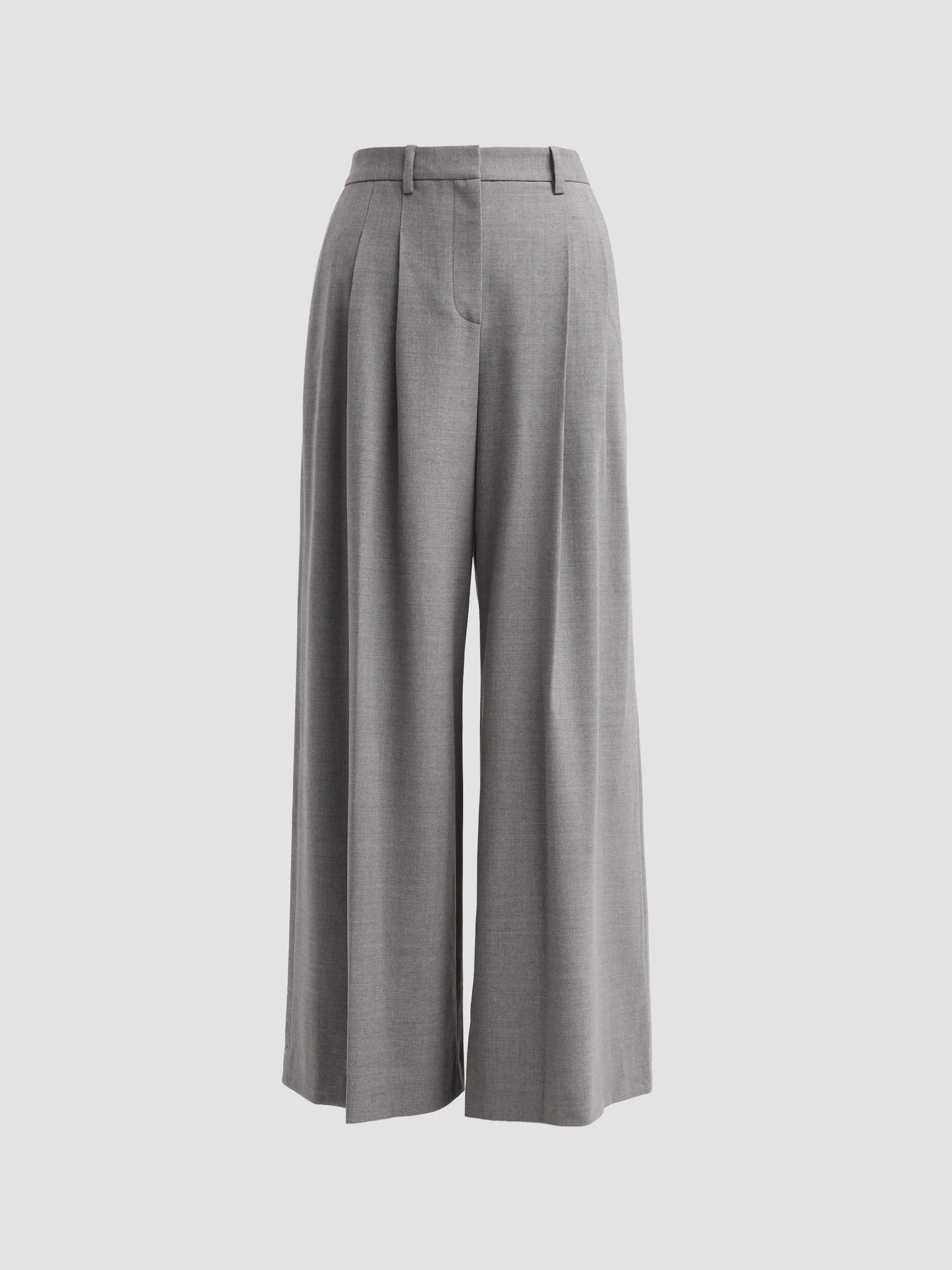 Women's Avery Pleated Wide-Leg Trousers - Medium Heather Grey - 1