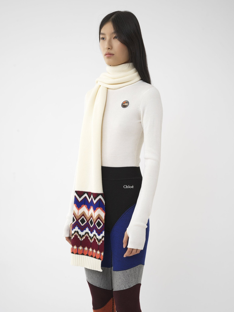 Chloé EMBROIDERED-PATCH SCARF outlook