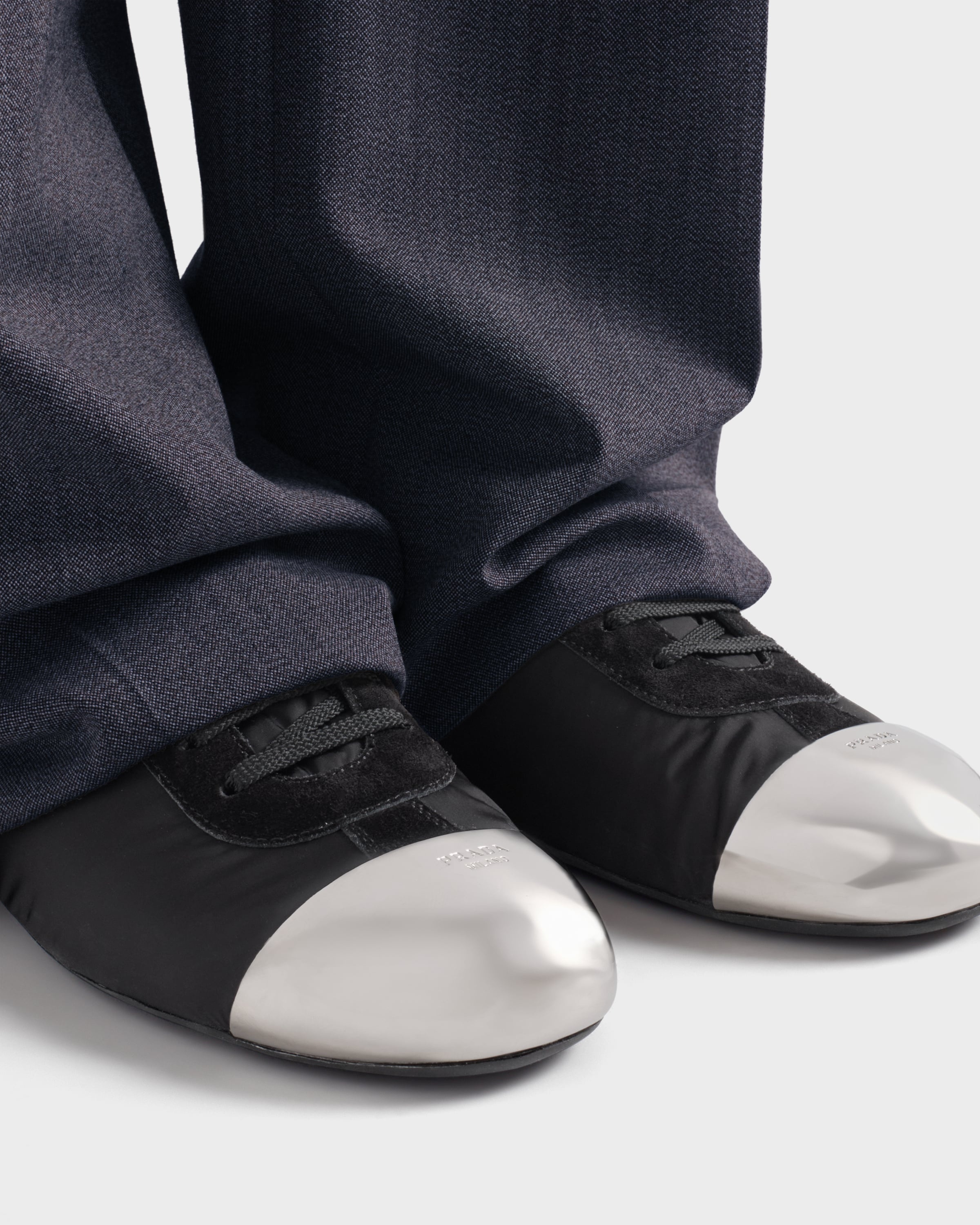 Collapse Re-Nylon and suede sneakers with metal toecap - 3