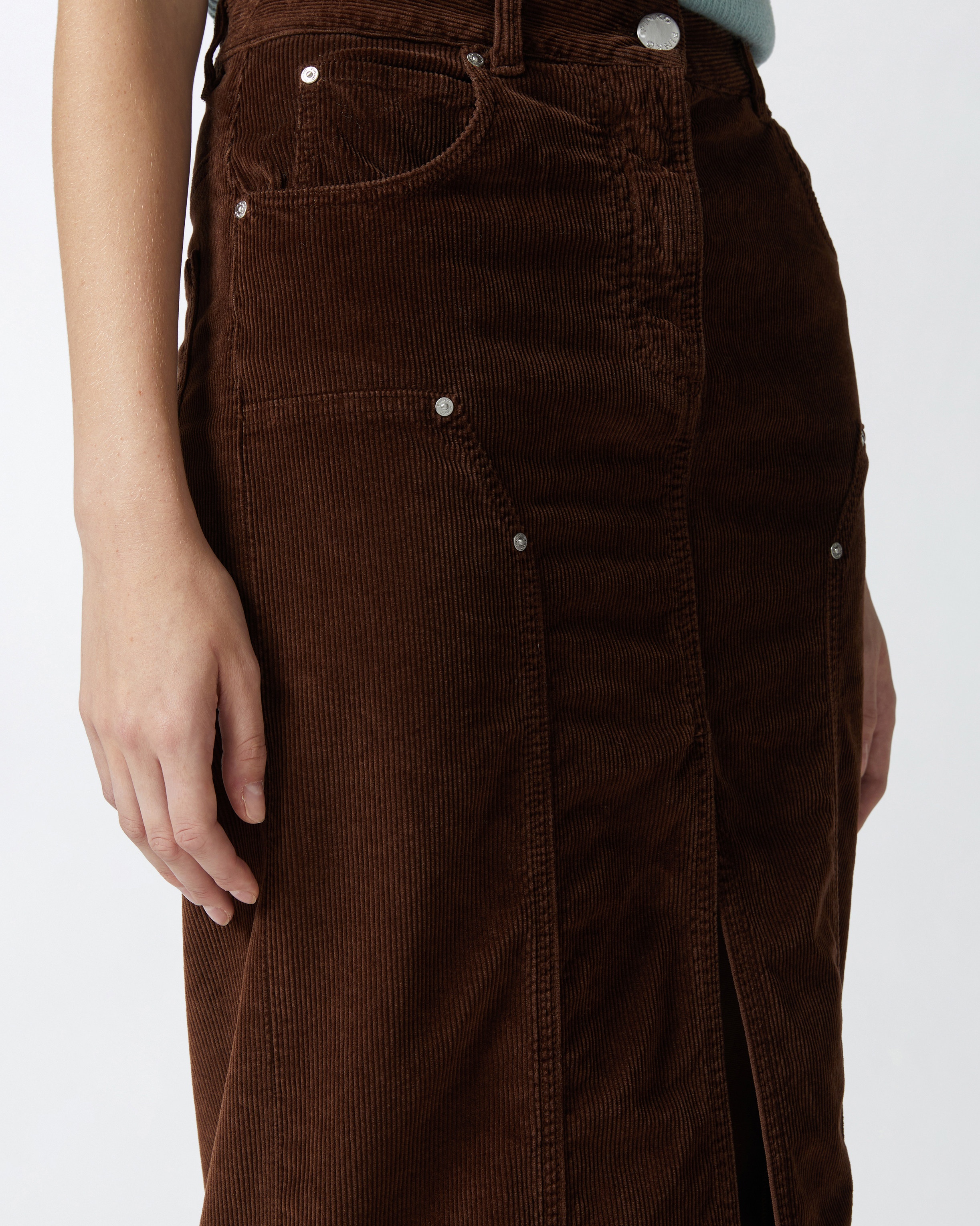 CORDUROY MIDI SKIRT WITH SLIT - 4