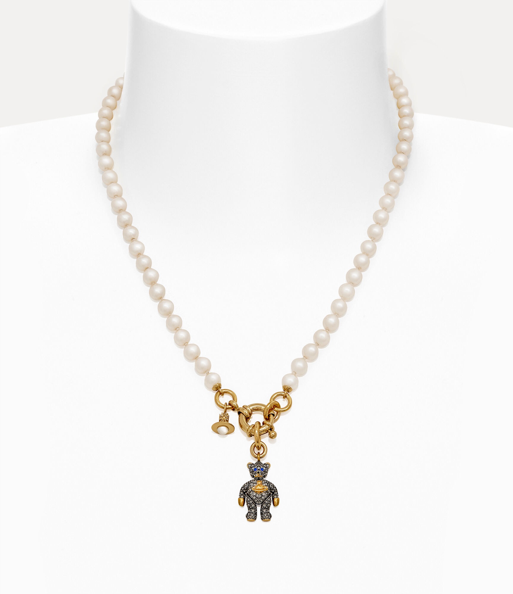 MAN. LITTLE PAVE TEDDY PEARL NECKLACE - 1