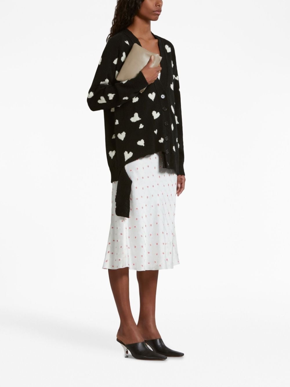 heart-print V-neck cardigan - 2
