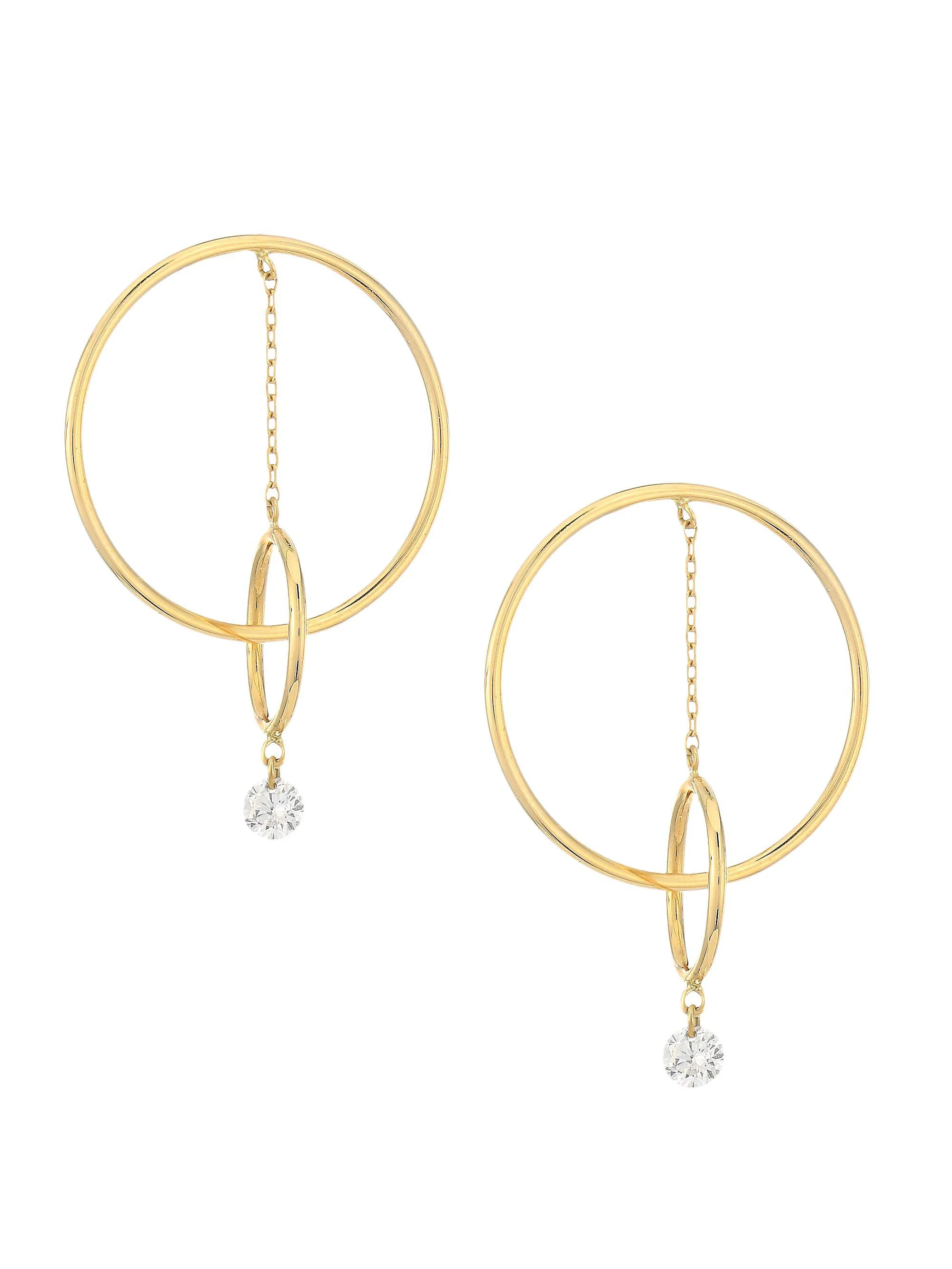 Women's Turn Around 18K Yellow Gold & Diamond Hoop Earrings - Gold - 1