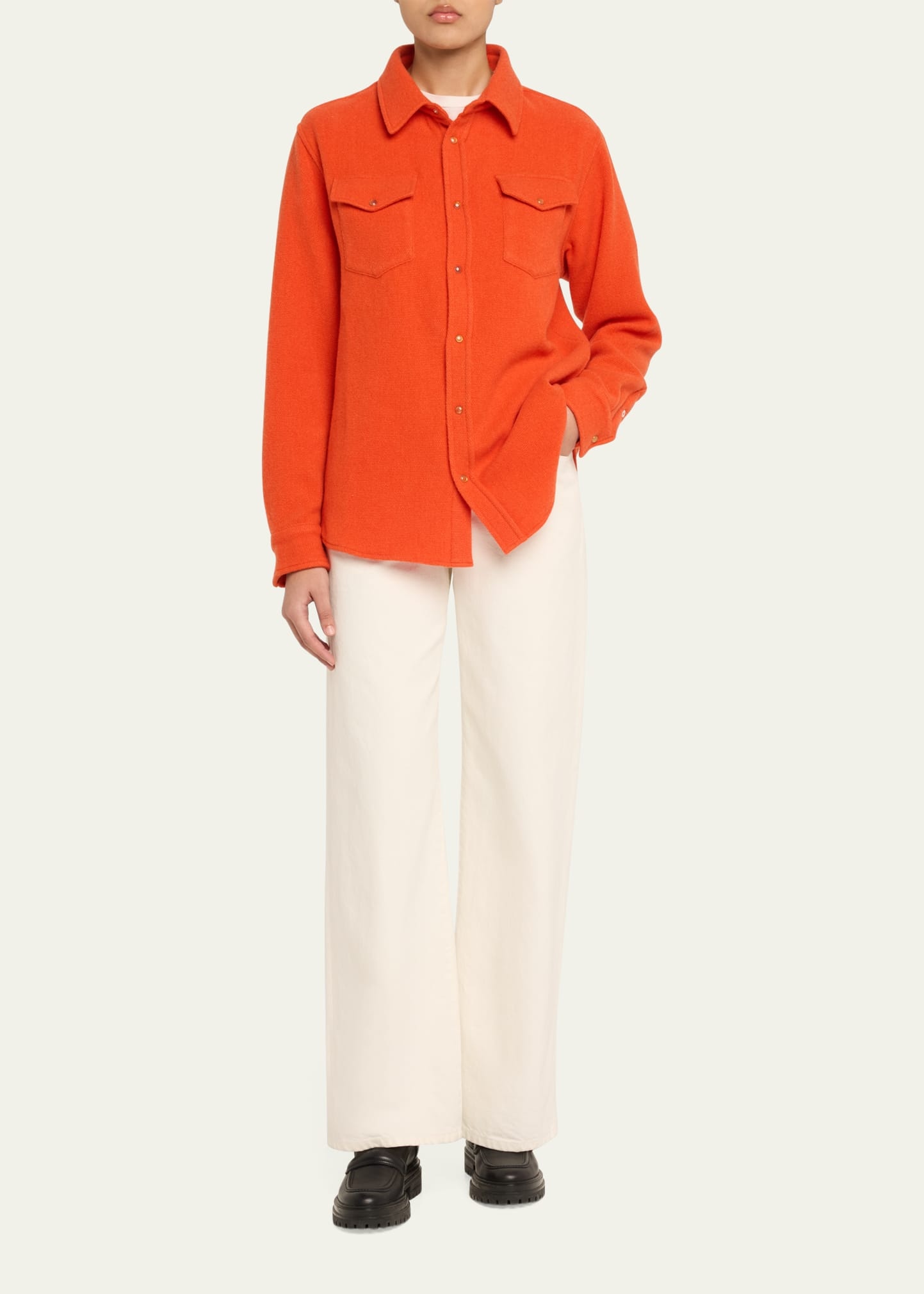 Fire Solid Cashmere Shirt - 2