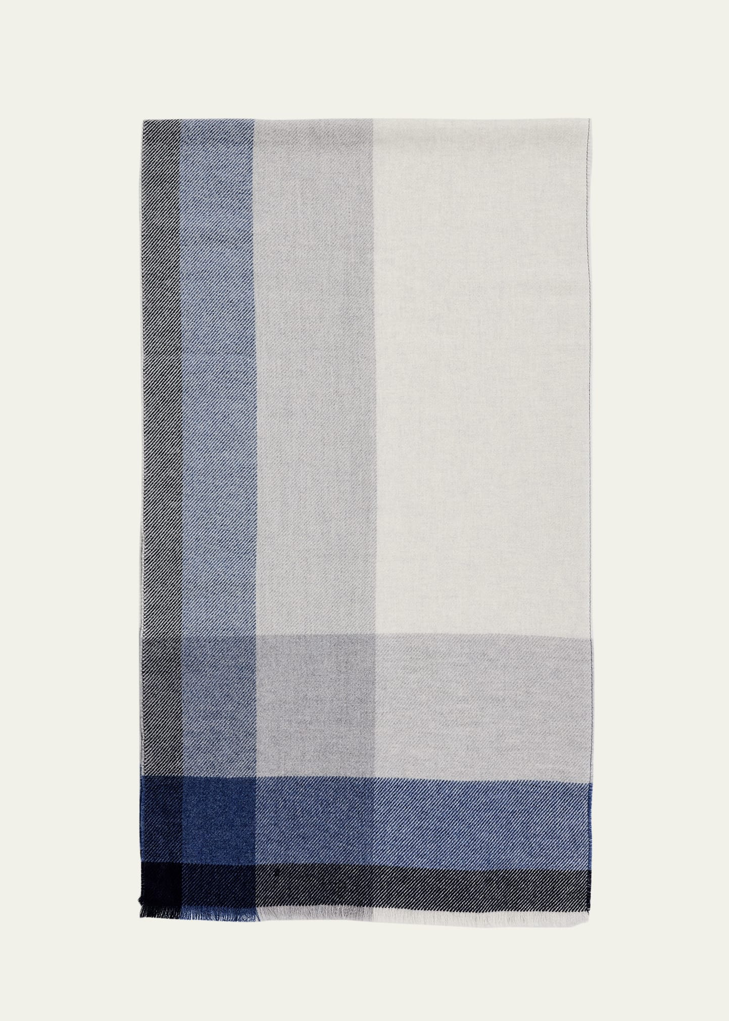 Men's Uneven Plaid Wool-Cashmere Scarf - 1
