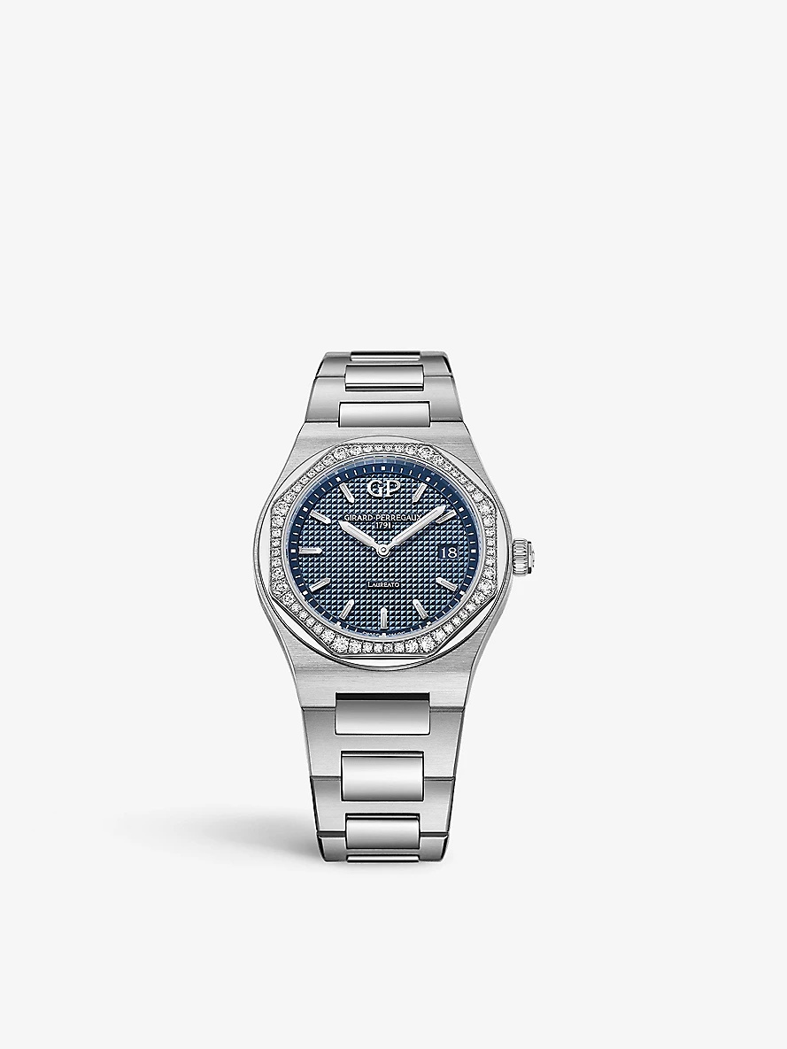 80189D11A431-11A Laureato stainless-steel and 0.82ct brilliant-cut diamond quartz watch - 1
