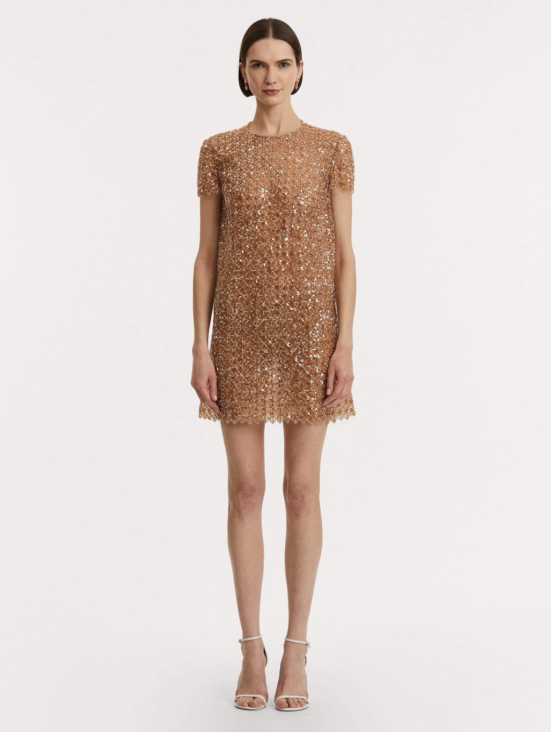 FLORAL GRID EMBROIDERED SHIFT DRESS - 2