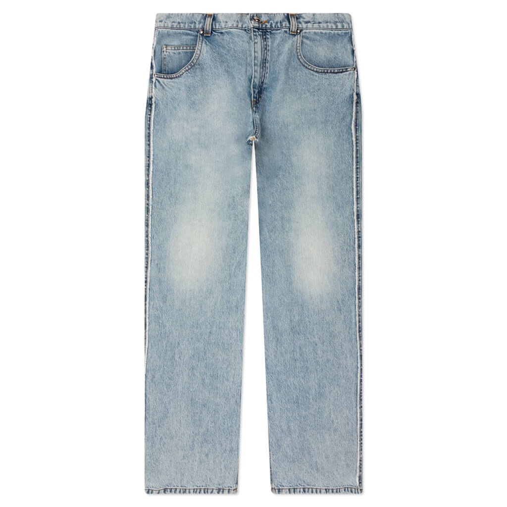 LOOSE VINTAGE WASH DENIM PANTS - BLEU JEAN CLAIR - 1
