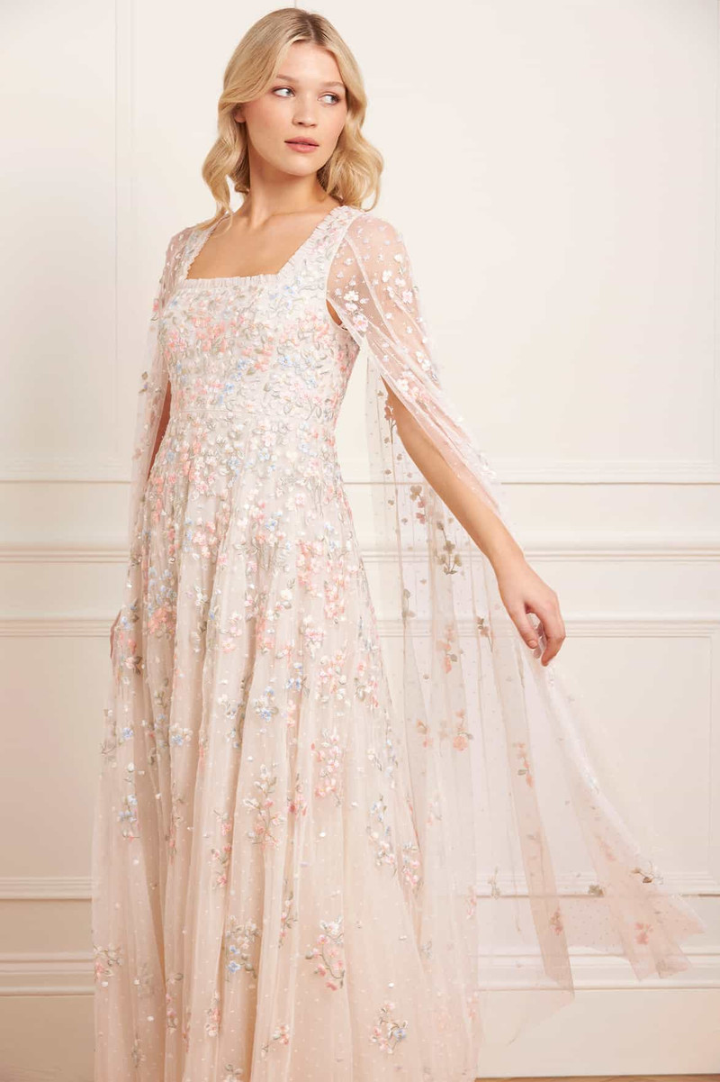 Needle & Thread Versailles Ditsy Cape Sleeve Ankle Gown outlook