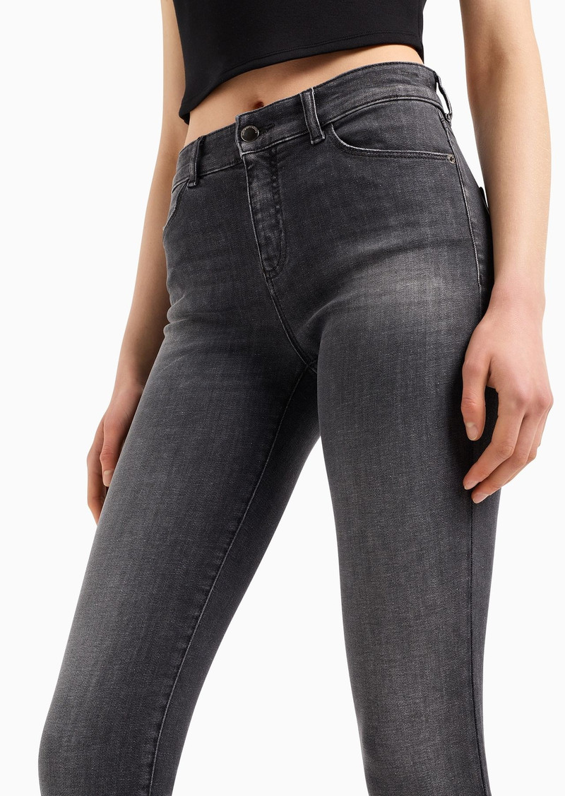 J18 High-rise, skinny-leg jeans in a worn-look denim 5