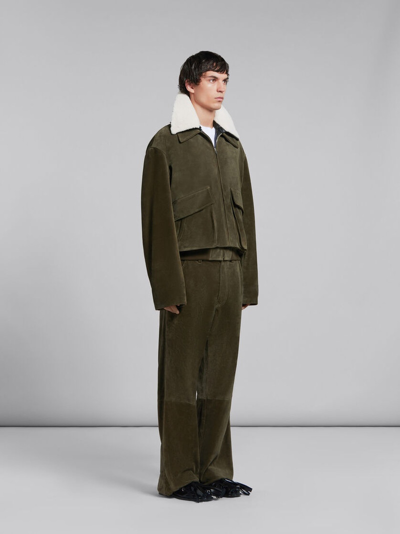 GREEN COMPACT SUEDE TROUSERS 5