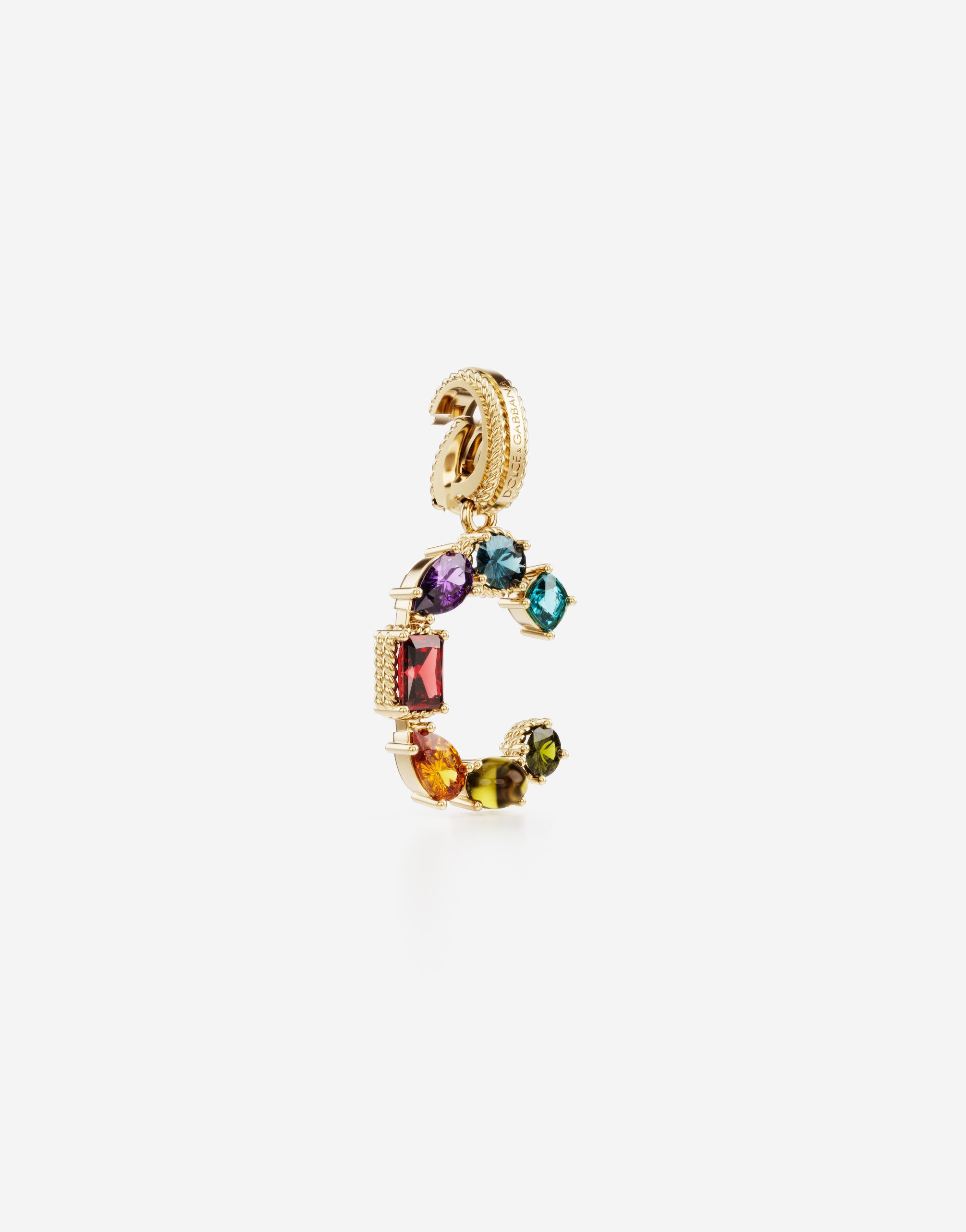 Charm C Lettering 18-carat yellow gold and multicolored gems - 2