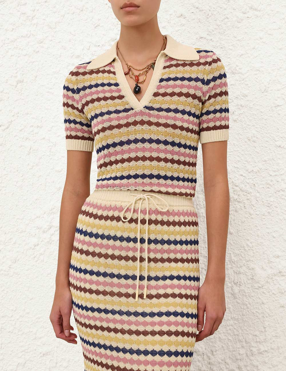 AWAKEN SCALLOP KNIT POLO - 2