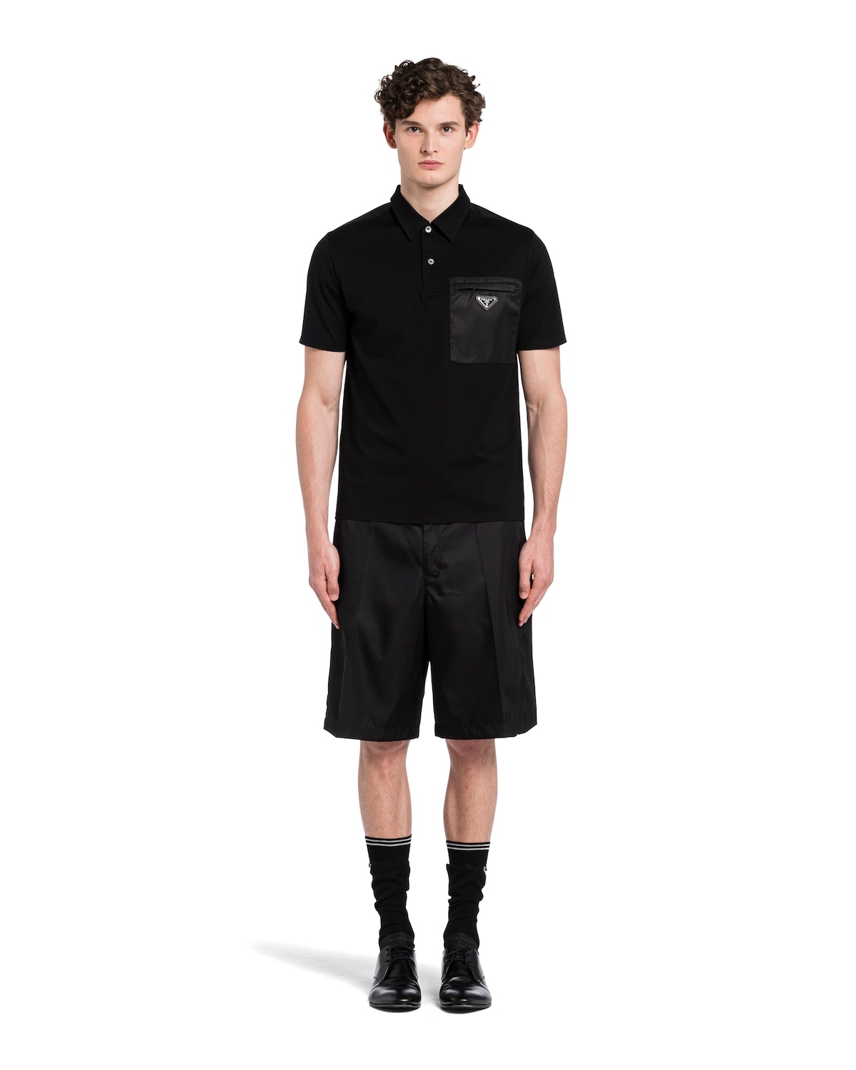 Stretch cotton polo shirt with nylon details - 2