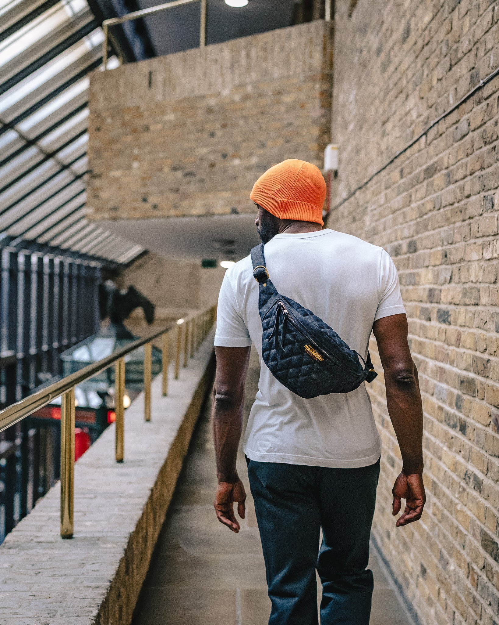 IHE-51-IND Diamond Stitched 25oz Selvedge Denim Waist Bag - Indigo - 3