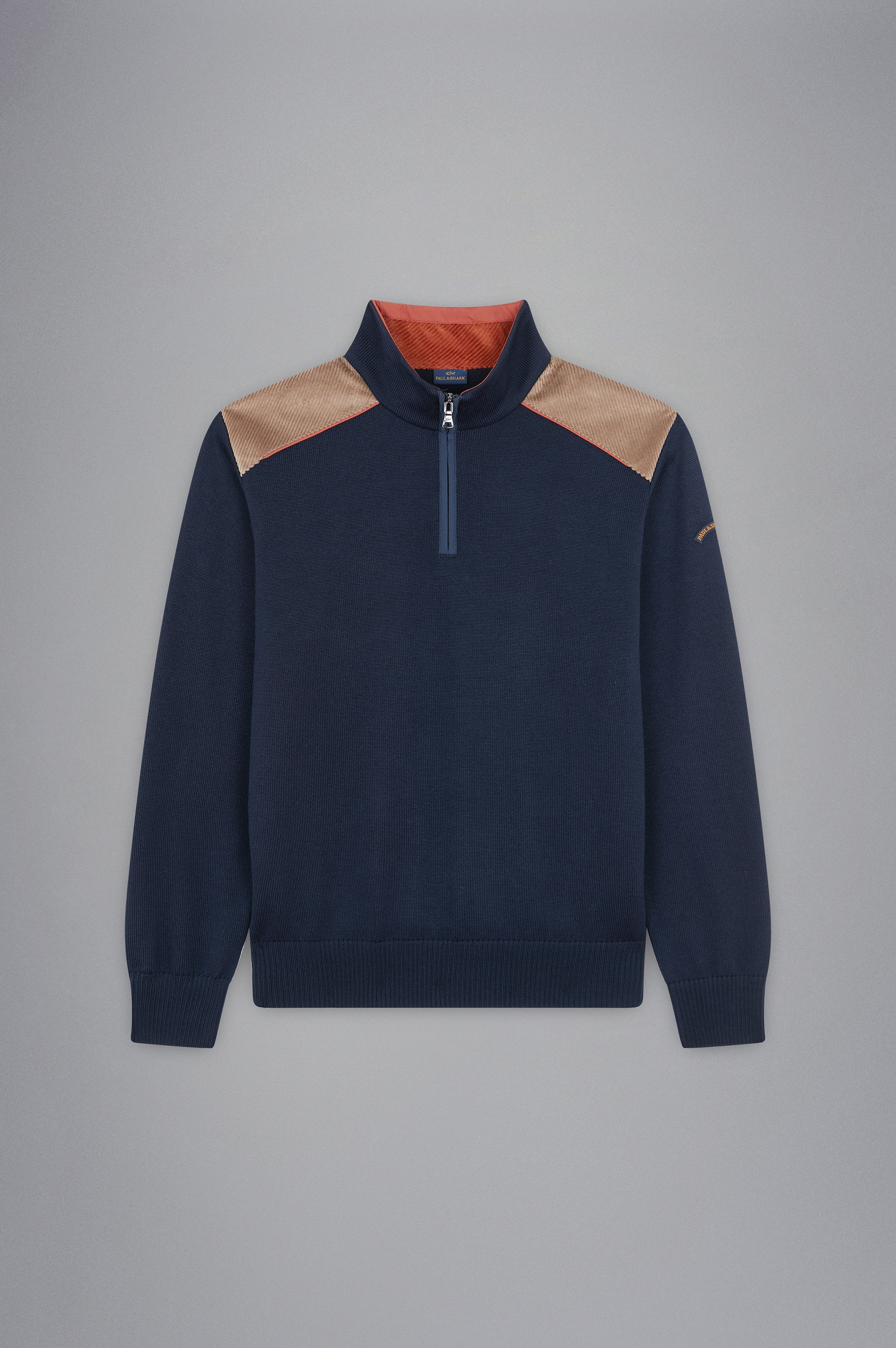 WOOL SWEATER WITH VELVET DETAILS - 1