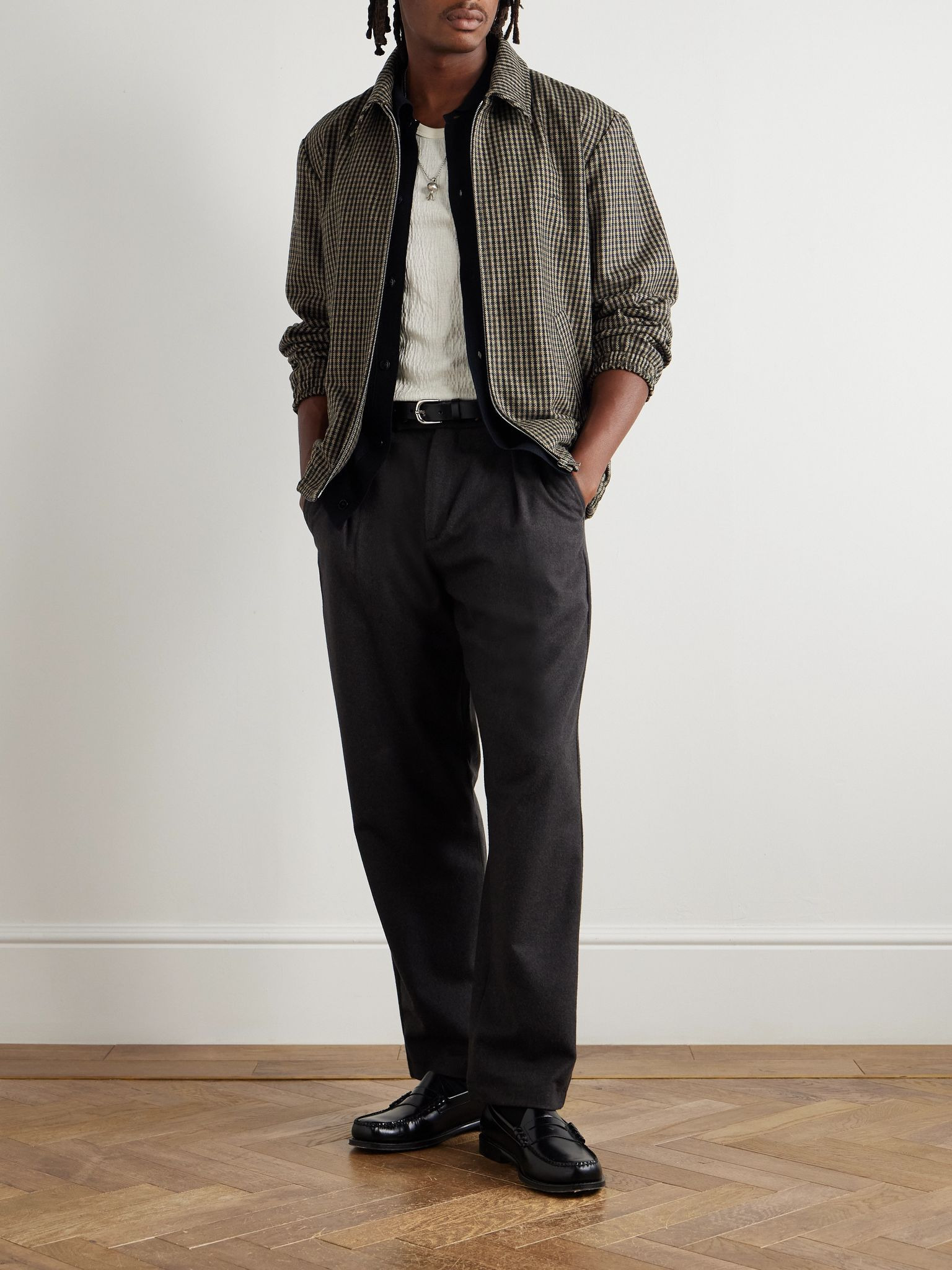 Renato Straight-Leg Pleated Wool-Blend Trousers Gray - 2