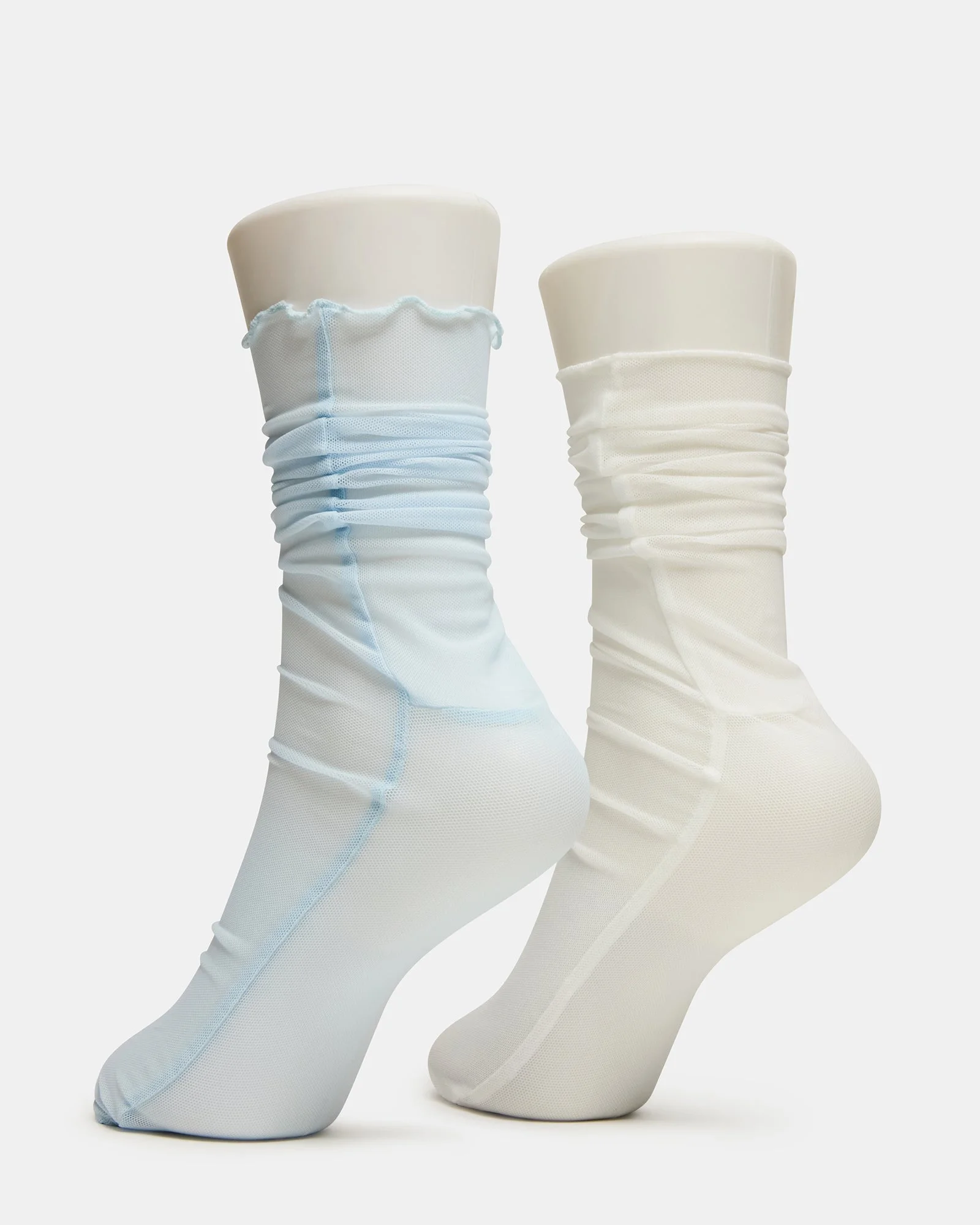 2 PACK SOFIA SOLID MESH CREW SOCKS LIGHT BLUE - 1