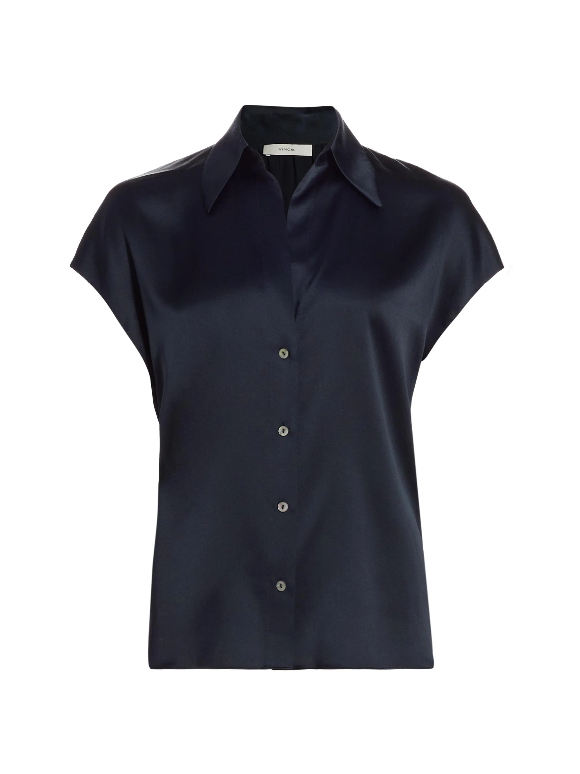 Women's Cap-Sleeve Silk Blouse - Coastal - 1