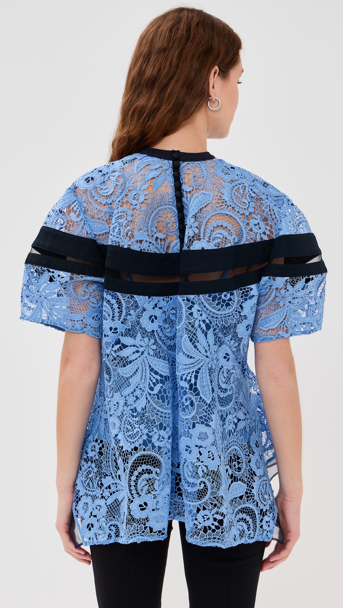 Corded Embroidered Lace Flounce Top - 3