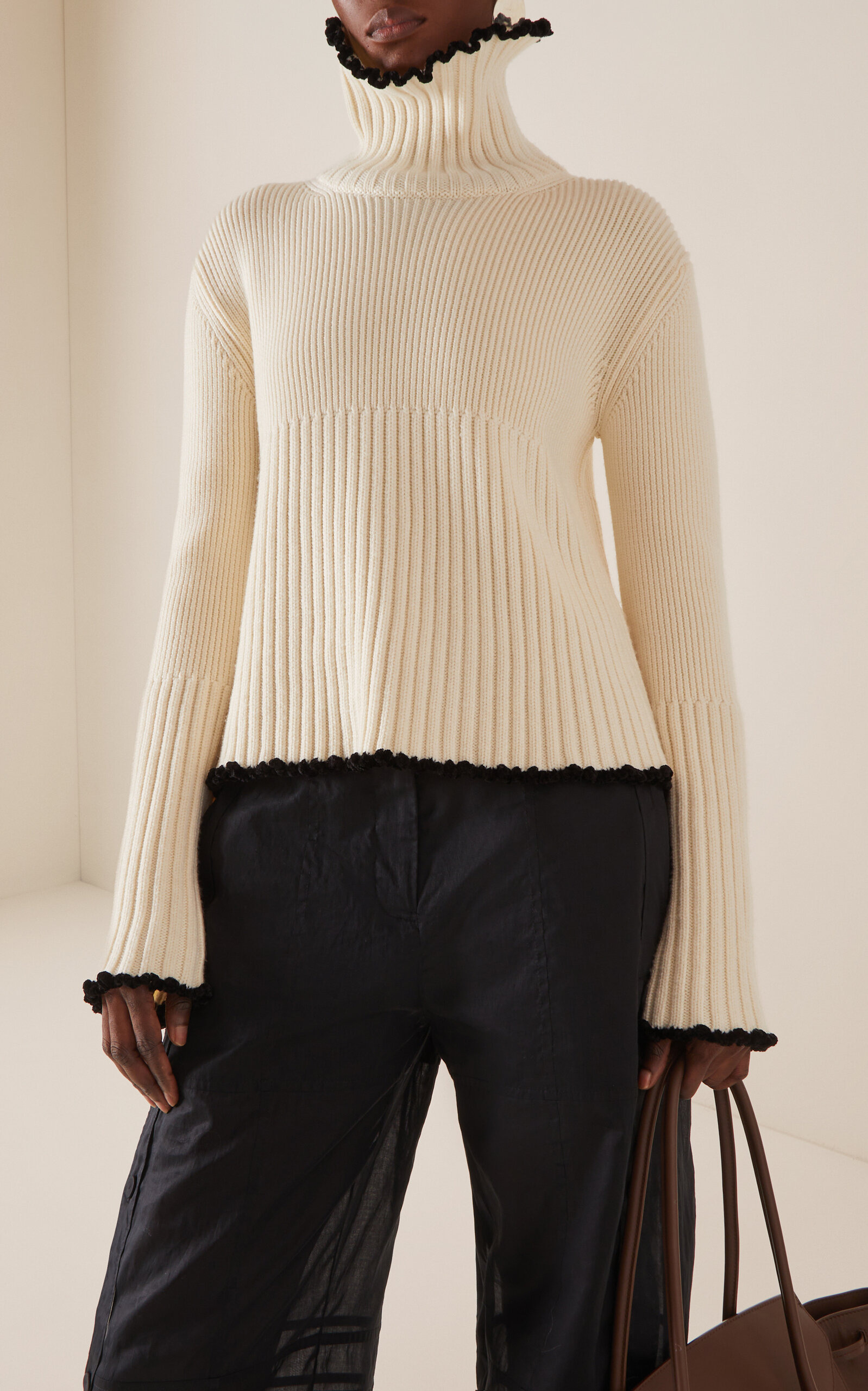 Ribbed-Knit Wool-Blend Sweater ivory - 3