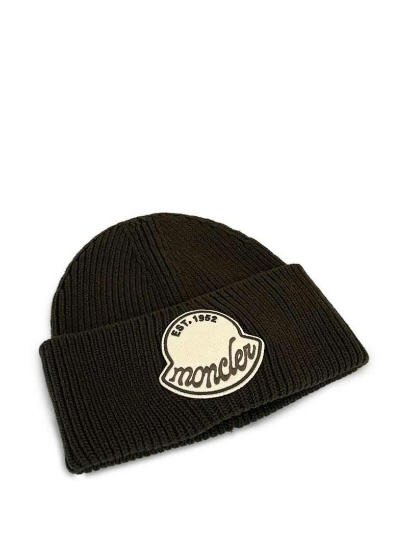 logo-patch ribbed beanie 1
