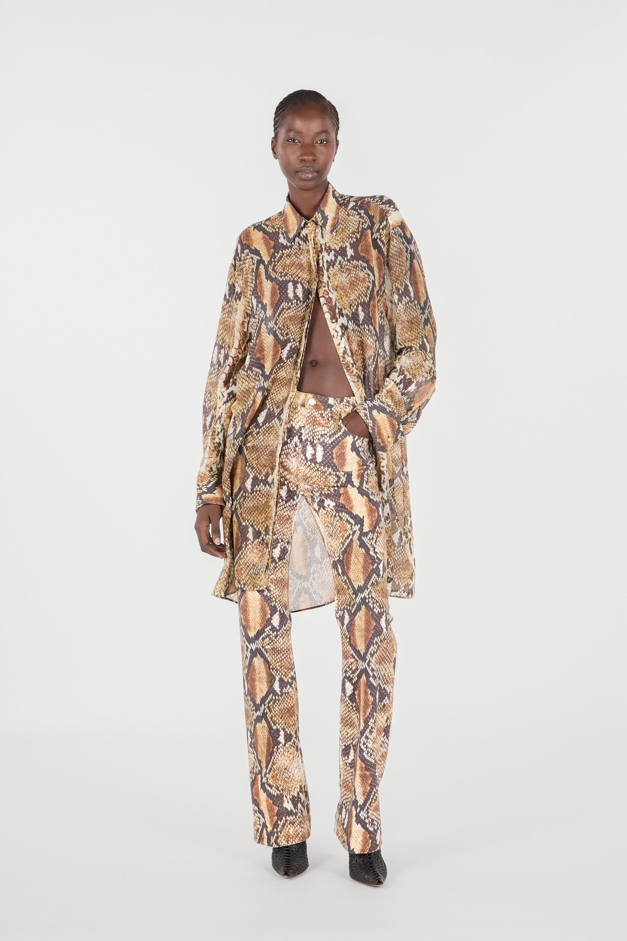 Python Print Shirt Dress - 2