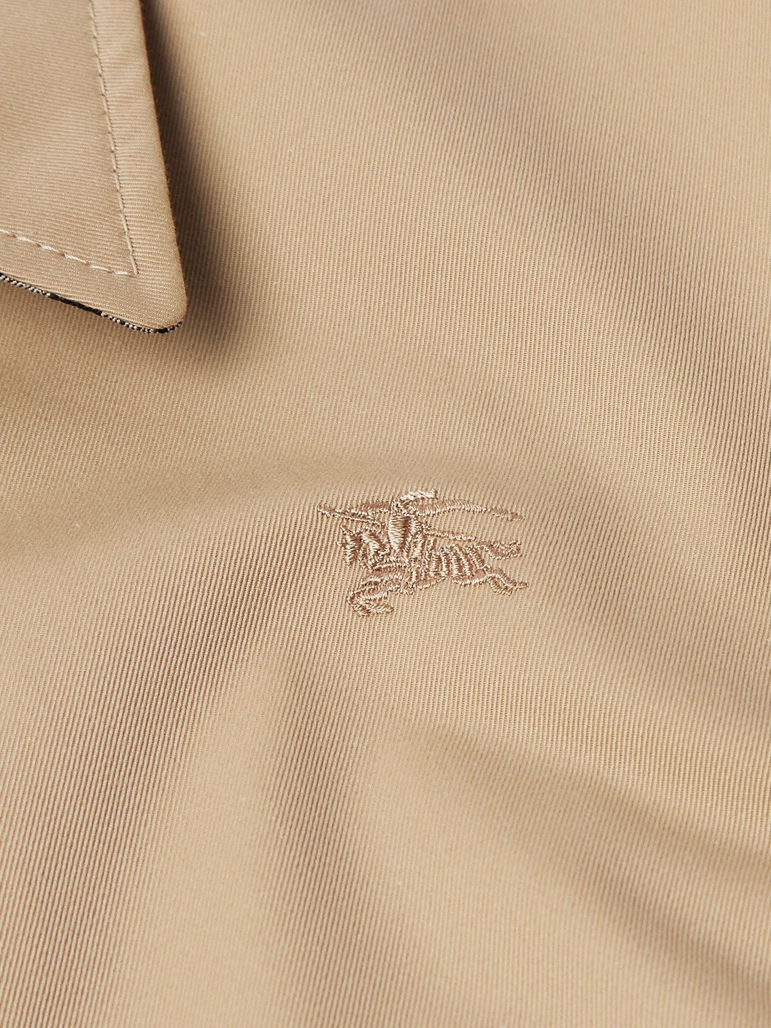 Logo-Embroidered Cotton-Gabardine Harrington Jacket Beige - 5