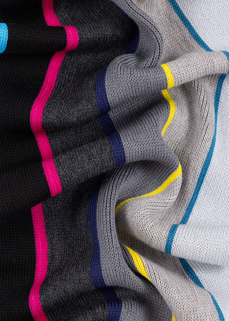 Grey Ombre Stripe Merino Wool Scarf 3