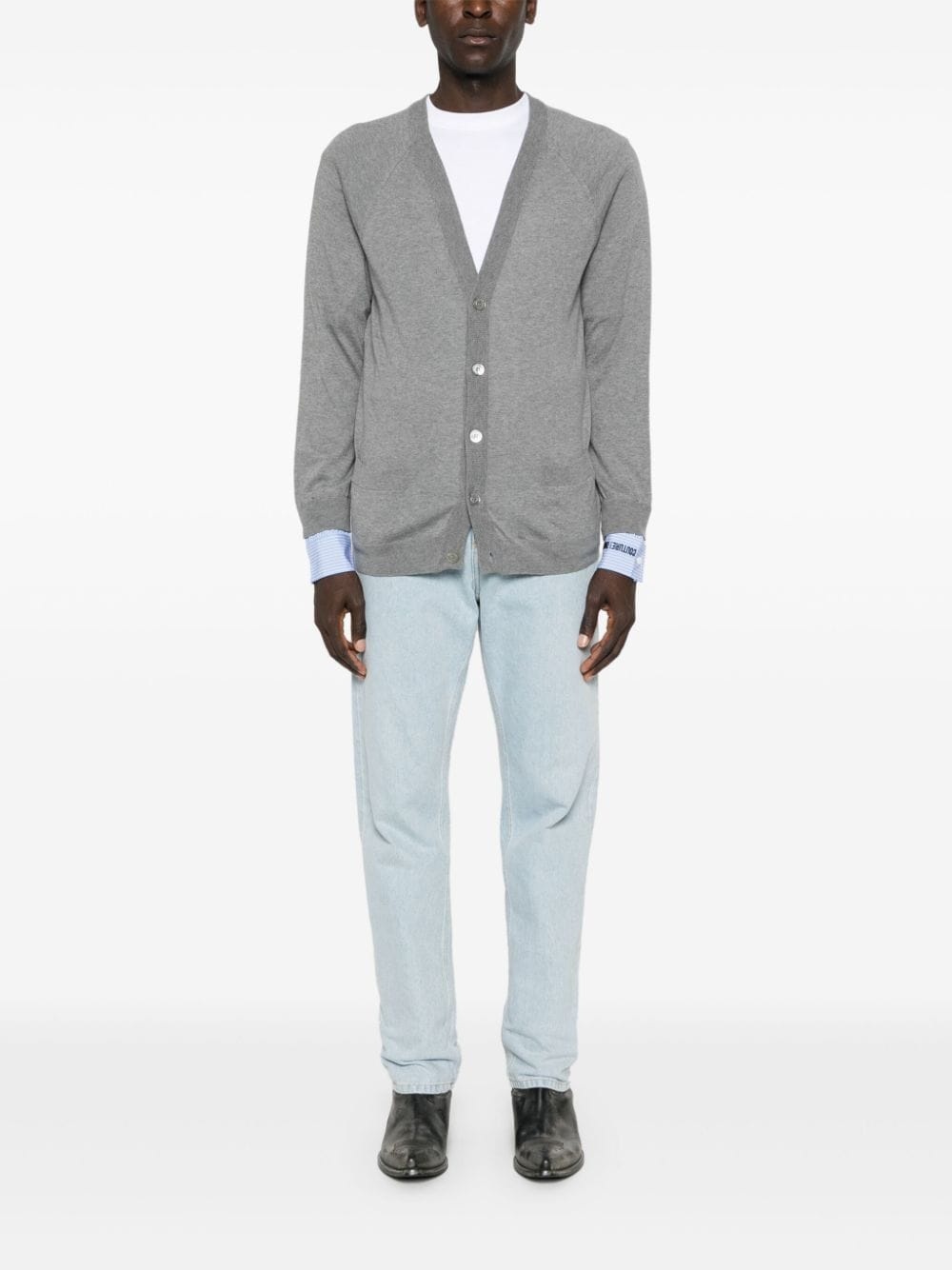 layered-details knitted cardigan - 2