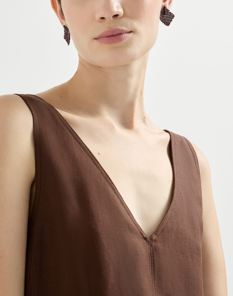 Viscose and linen fluid twill mini dress 4