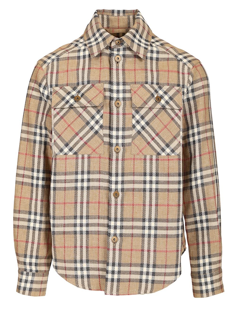Check Cotton And Linen Shirt Shirts Brown - 1