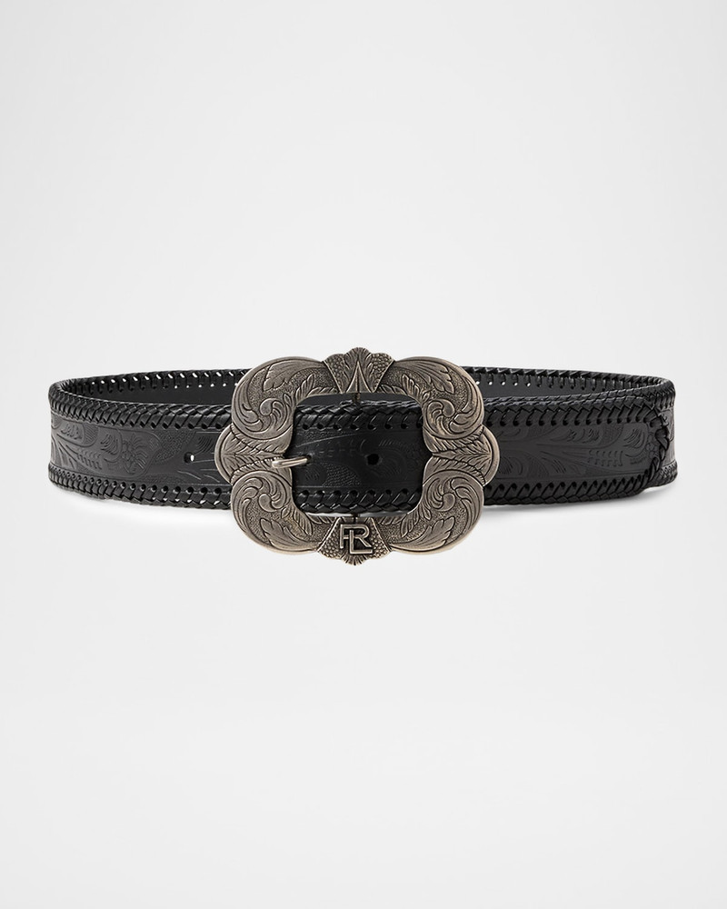 Embossed Leather Western Belt 1