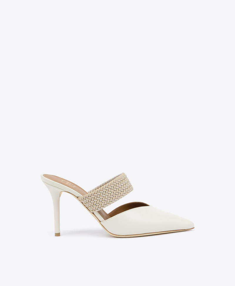 Maisie 85 Cream Leather Mules 1