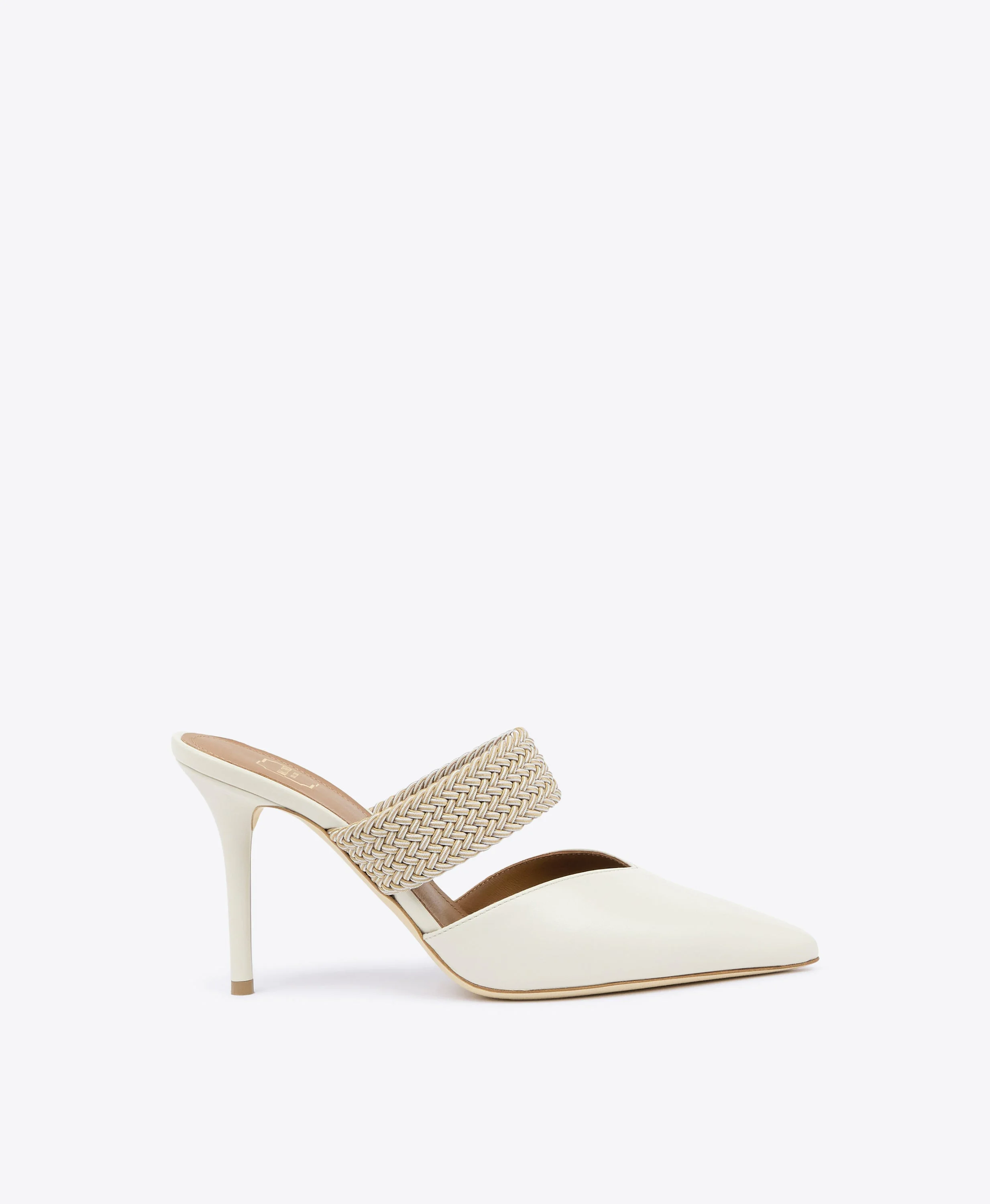 Maisie 85 Cream Leather Mules - 1