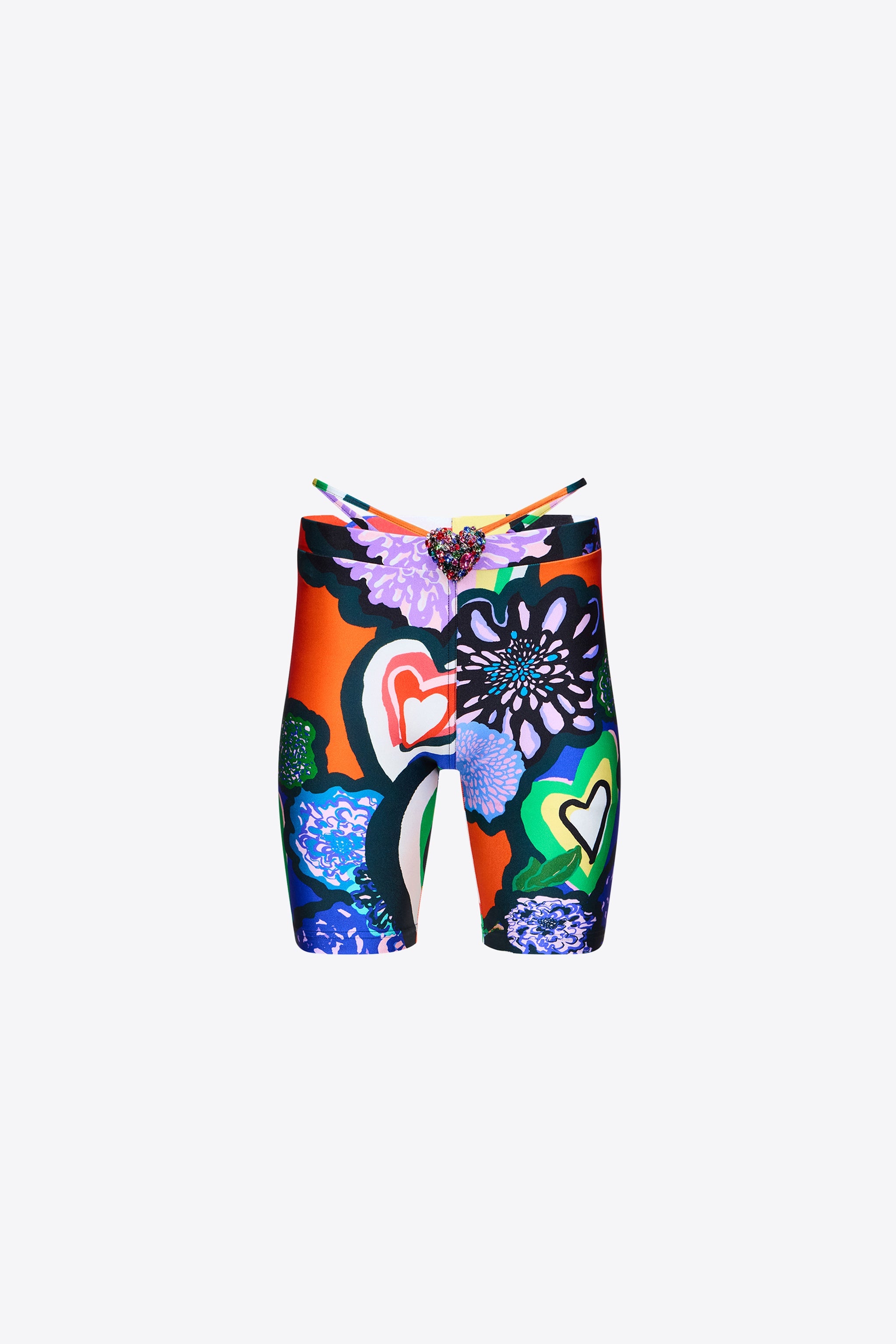HEART PRINTED BIKER SHORT - 1