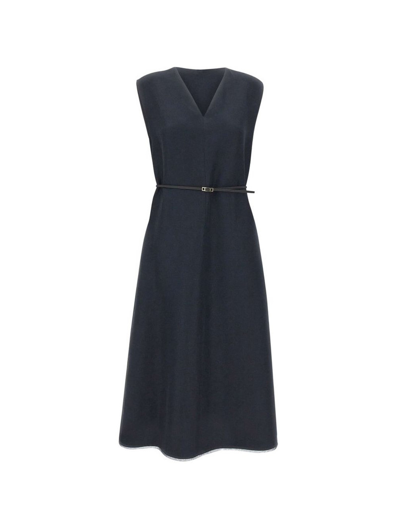 V-neck belt midi dress 1