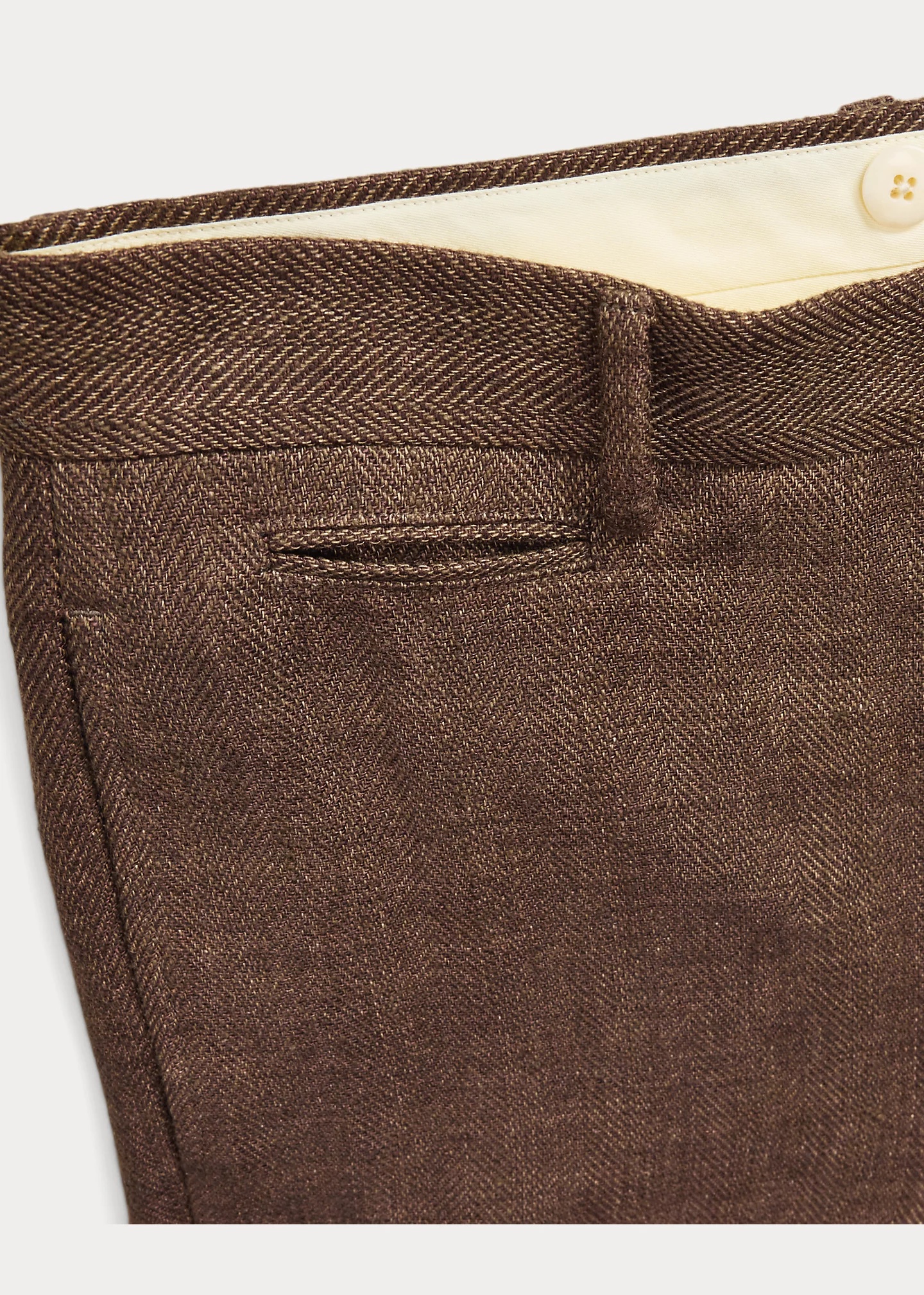 Slim Fit Linen Herringbone Suit Trouser - 7