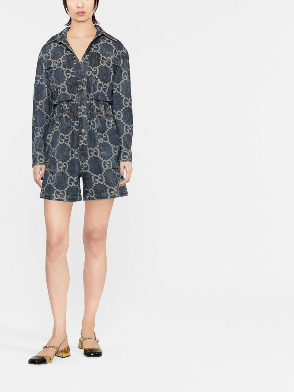Jumbo GG denim playsuit - 2