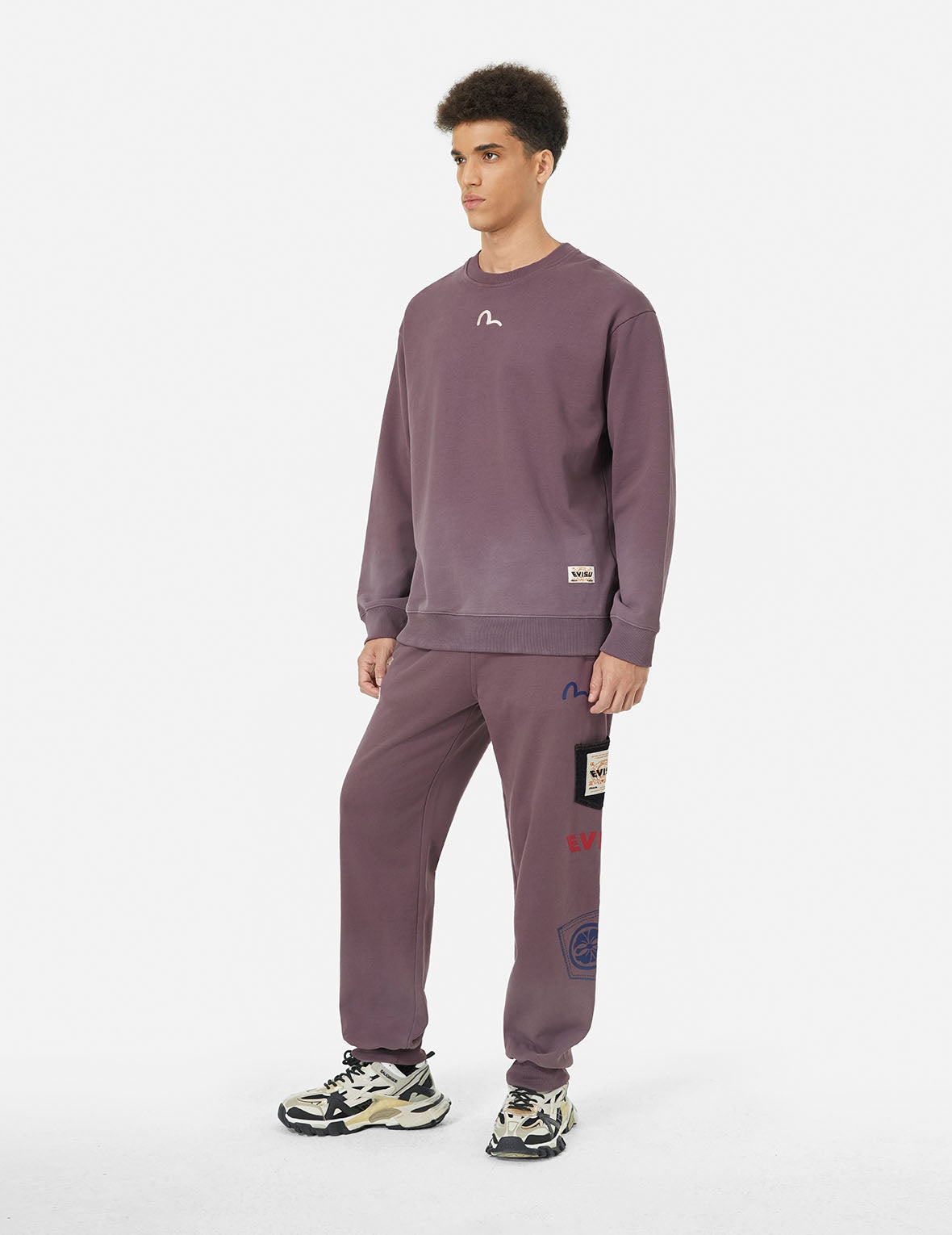 Washed Multi-pocket and Logos Print Straight Fit Sweatpants - 4